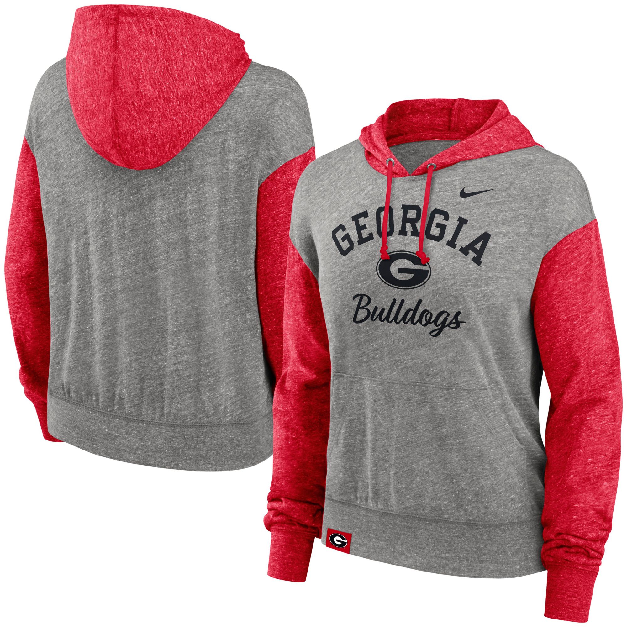 Nike Women's Georgia Bulldogs Grey Heather Colorblock Pullover Fleece Hoodie product image