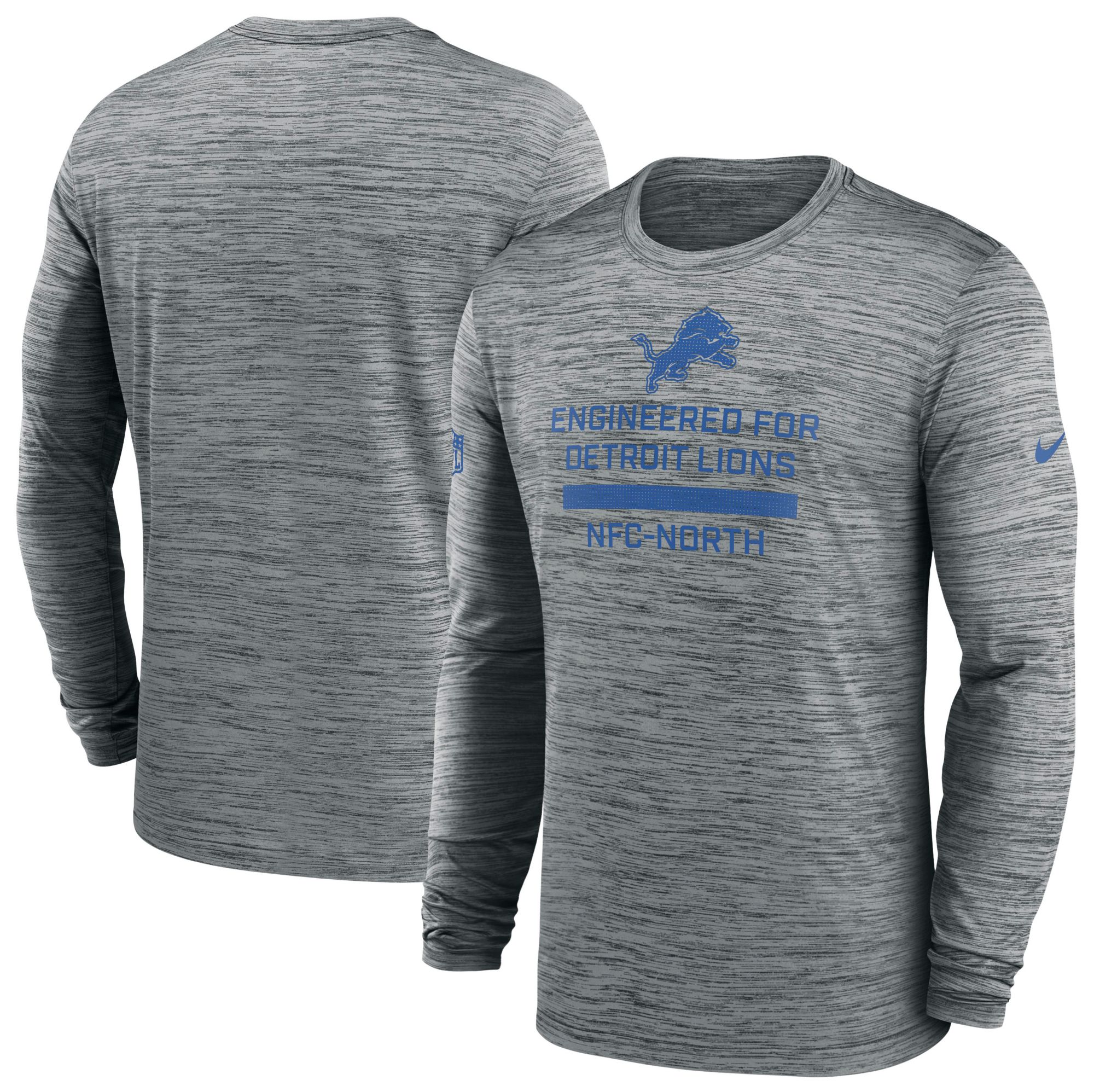 Nike Men's Detroit Lions Dark Grey Heather Velocity Long Sleeve T-Shirt product image