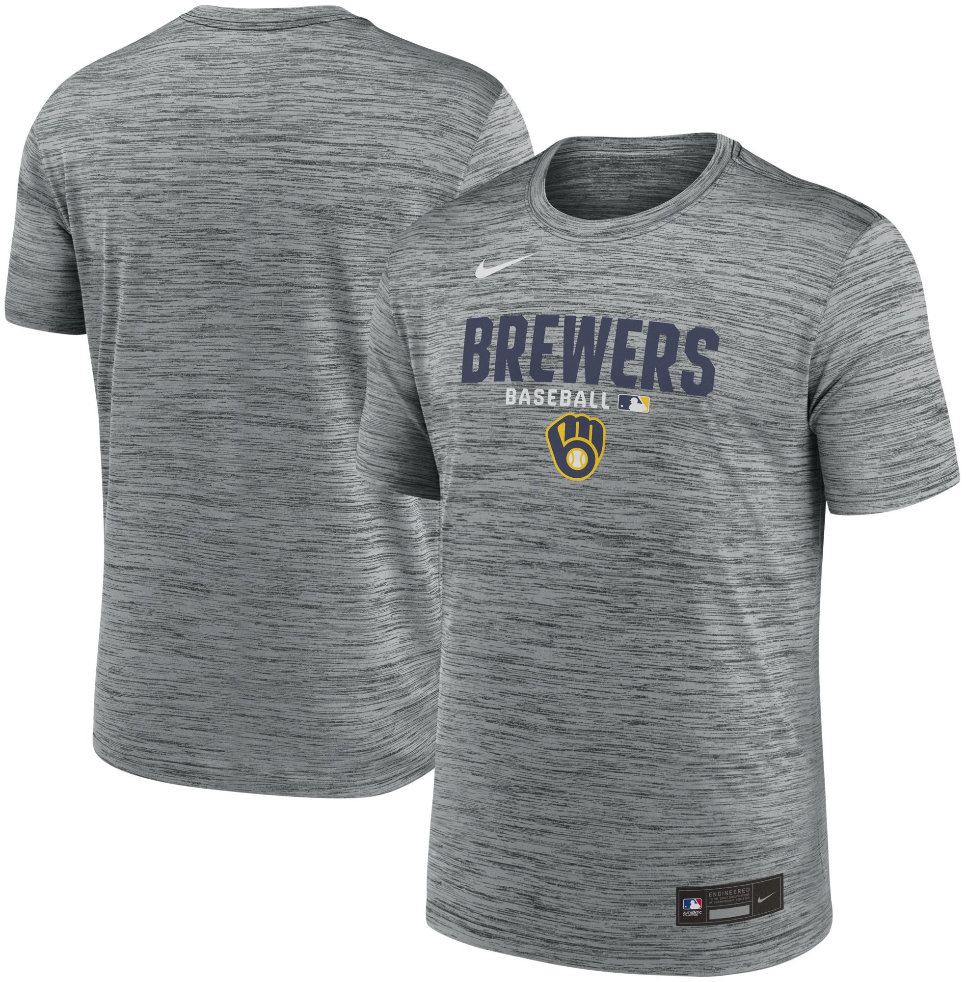 Nike Men's Milwaukee Brewers Gray Authentic Velocity T-Shirt product image