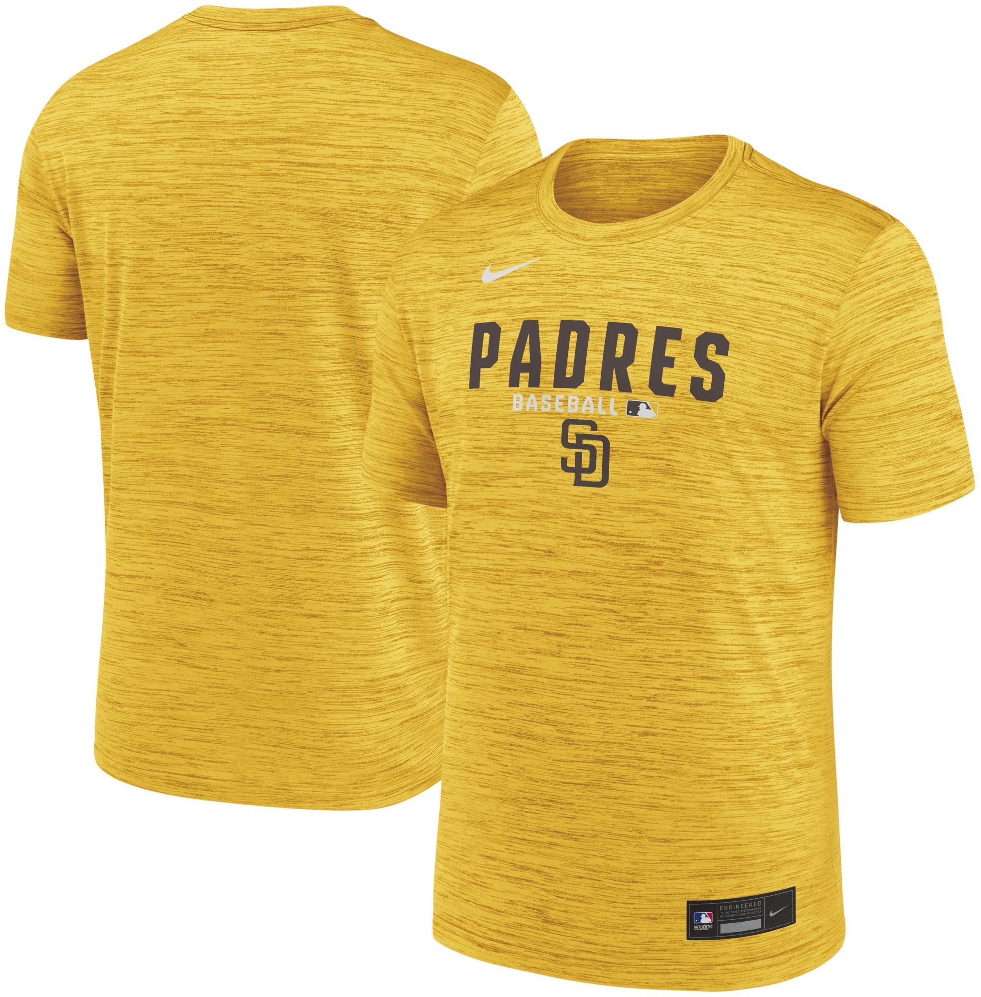 Nike Men's San Diego Padres Yellow Authentic Velocity T-Shirt product image