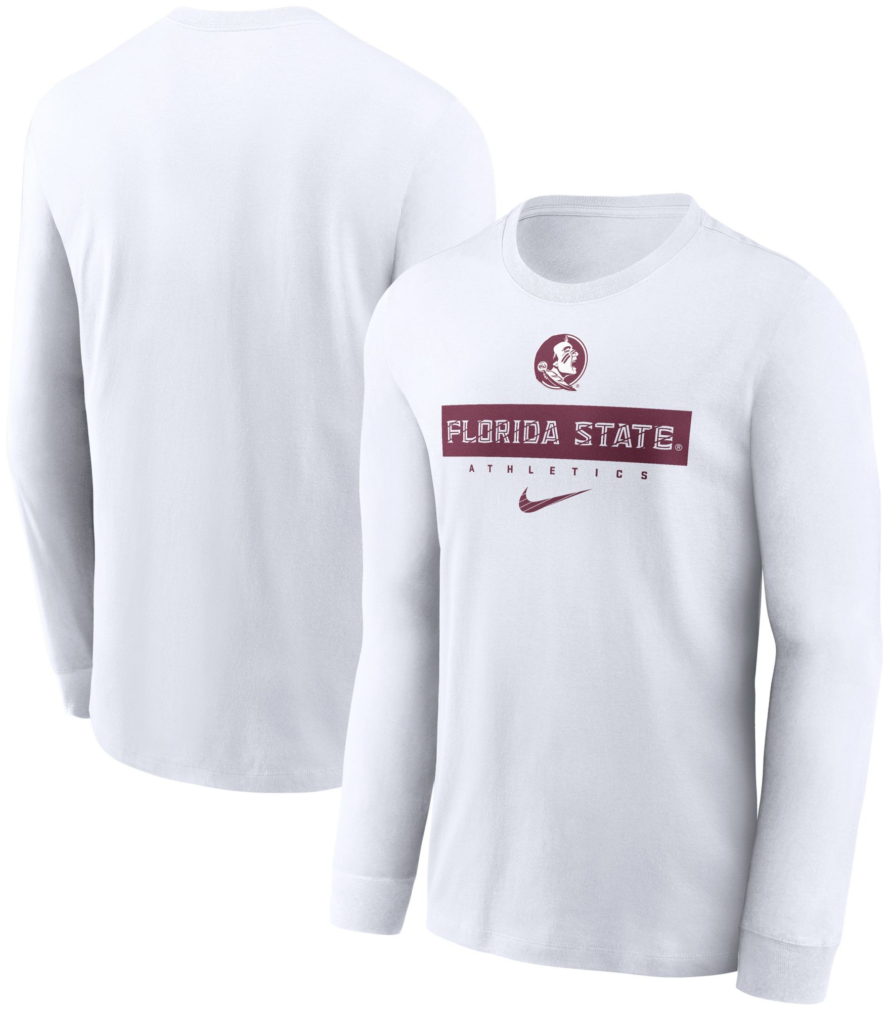 Nike Men's Florida State Seminoles White Dri-FIT Athletic Logo Long Sleeve T-Shirt product image