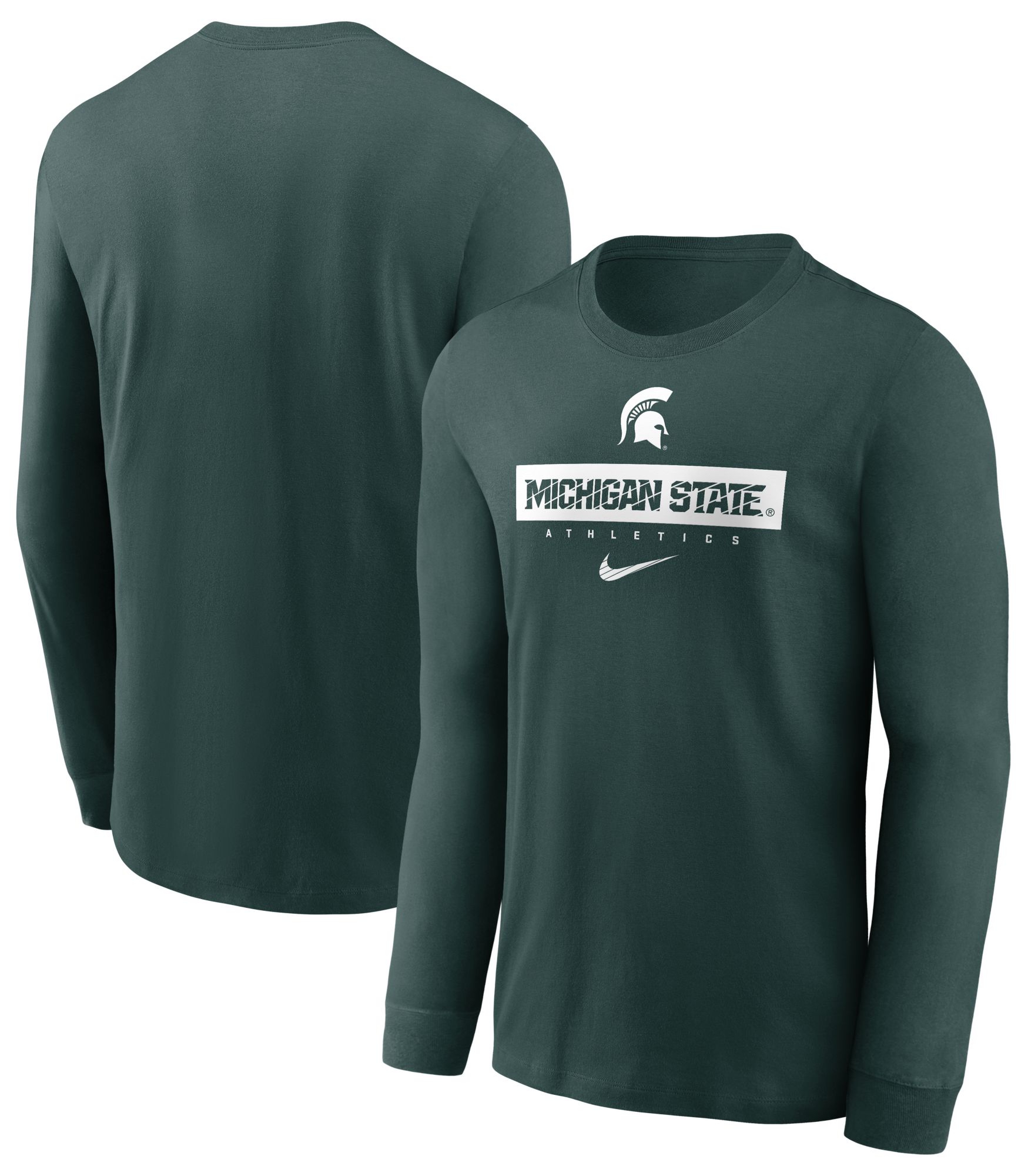 Nike Men's Michigan State Spartans Green Dri-FIT Athletic Logo Long Sleeve T-Shirt product image