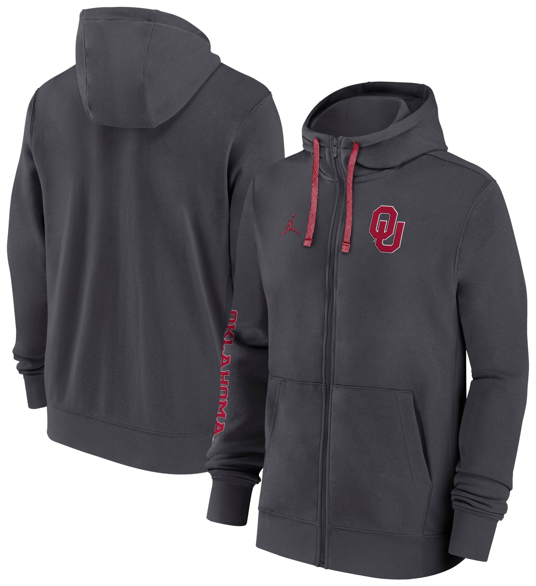 Jordan Men's Oklahoma Sooners Grey Team Issue Sideline Player Full-Zip Hoodie product image