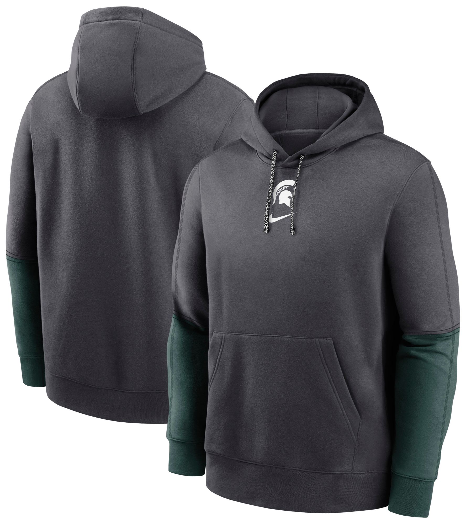 Nike Men's Michigan State Spartans Grey Club Fleece Team Issue Sideline Player Pullover Hoodie product image