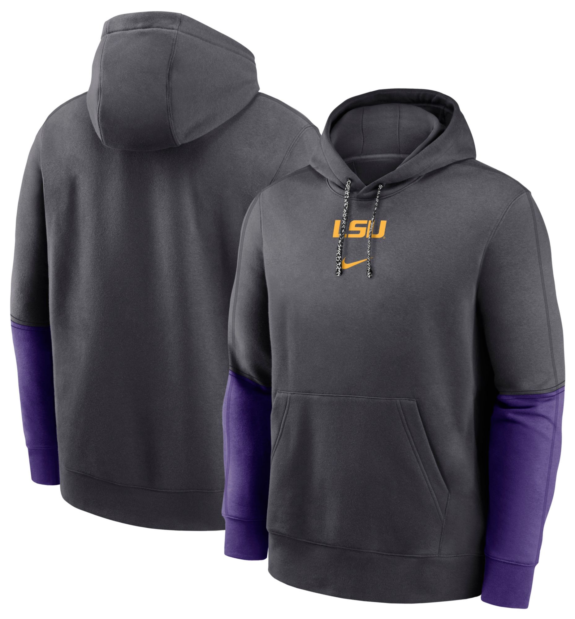 Nike Men's LSU Tigers Grey Club Fleece Team Issue Sideline Player Pullover Hoodie product image