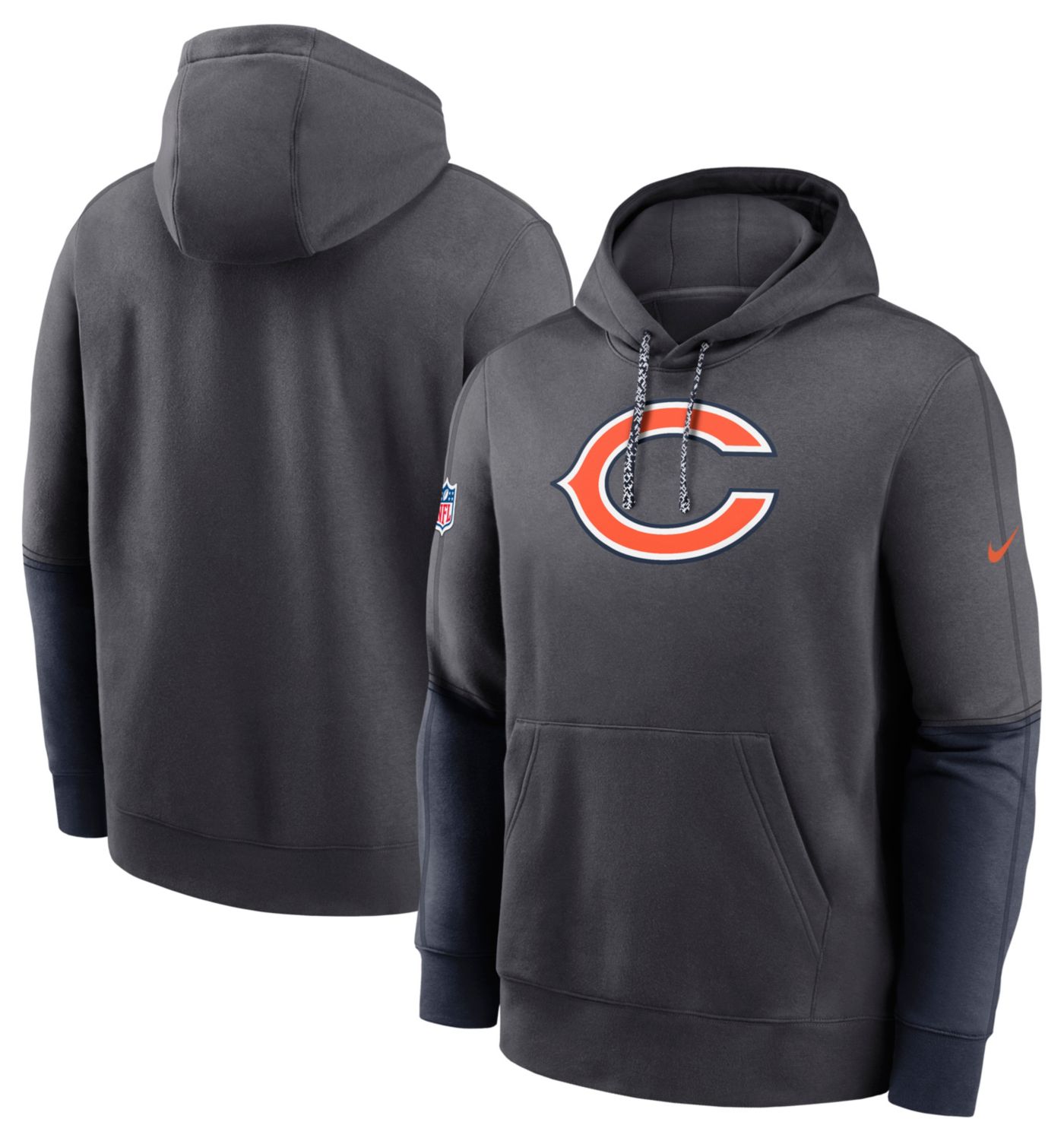 Nike Men s Chicago Bears Sideline Club Grey Pullover Hoodie Dick s Sporting Goods