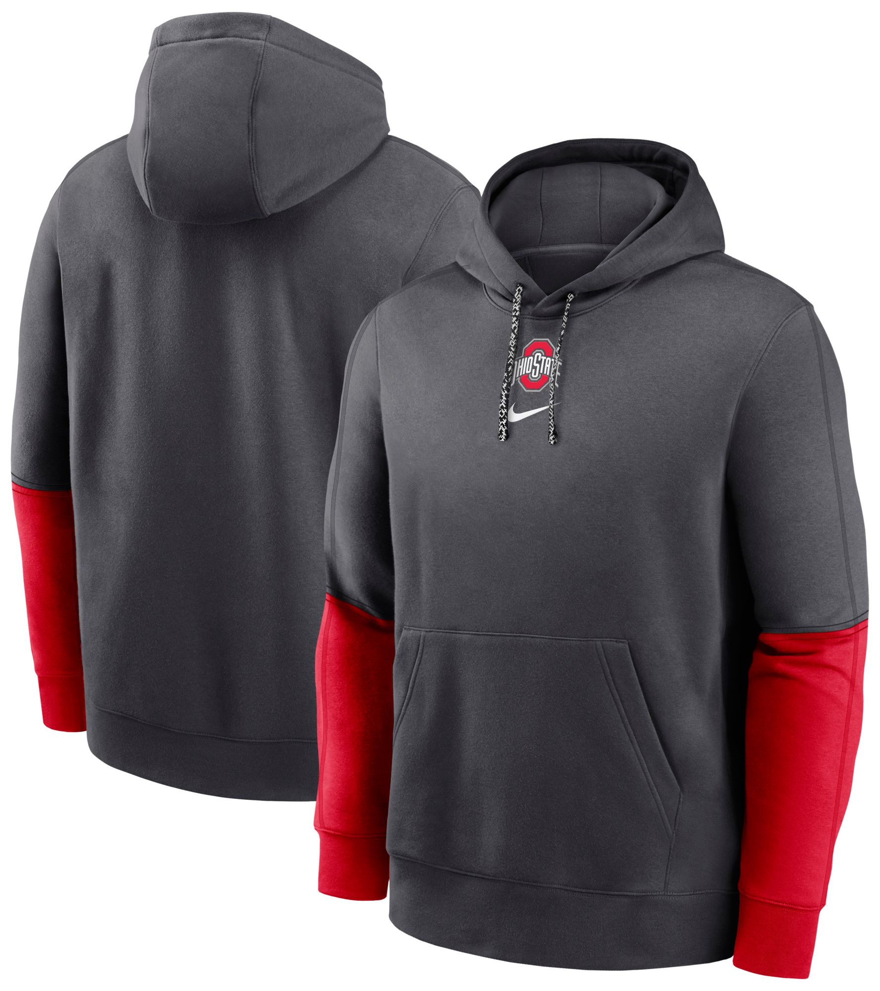 Nike Men's Ohio State Buckeyes Grey Club Fleece Team Issue Sideline Player Pullover Hoodie product image