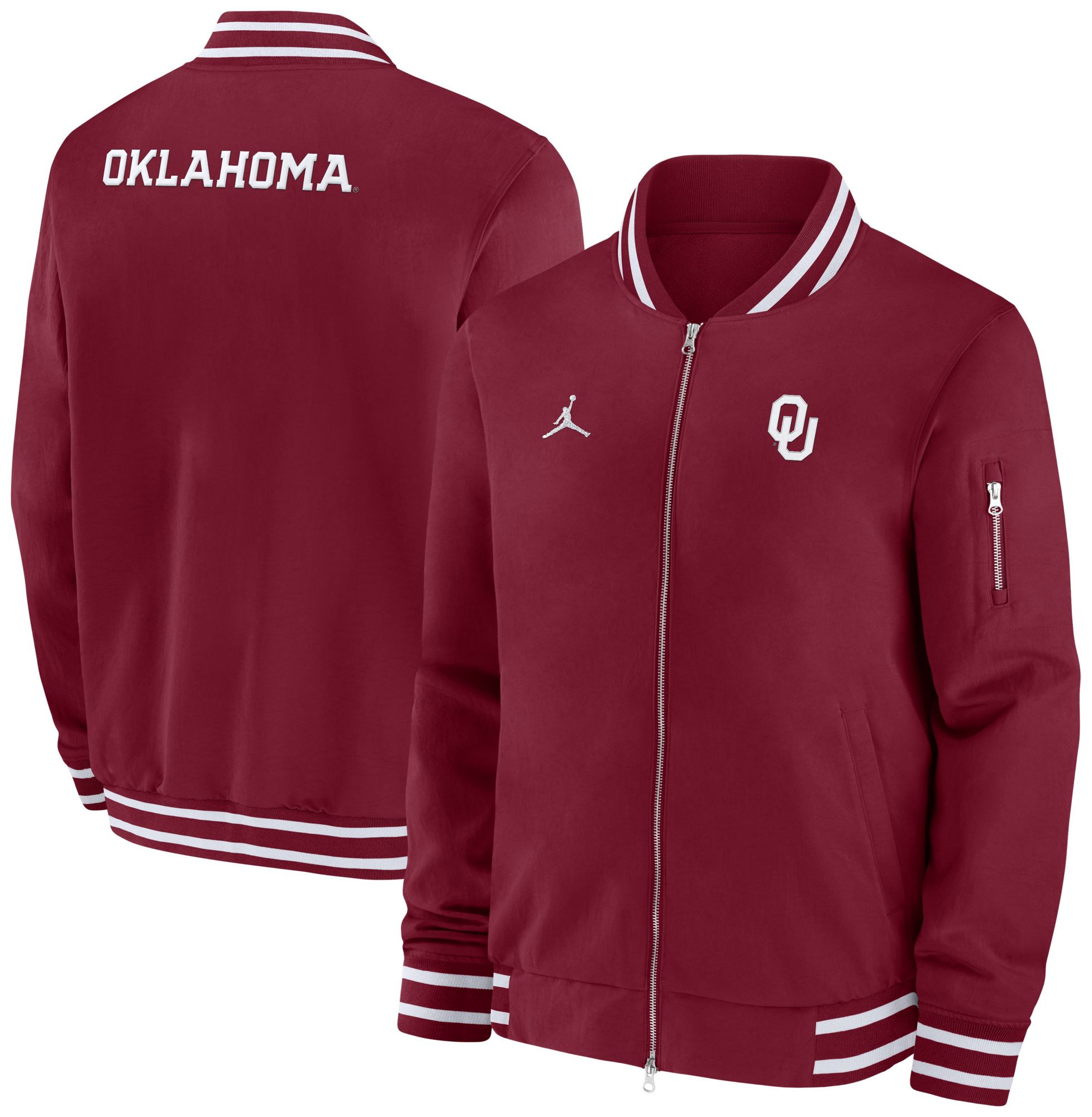 Jordan Men's Oklahoma Sooners Crimson Bomber Jacket product image