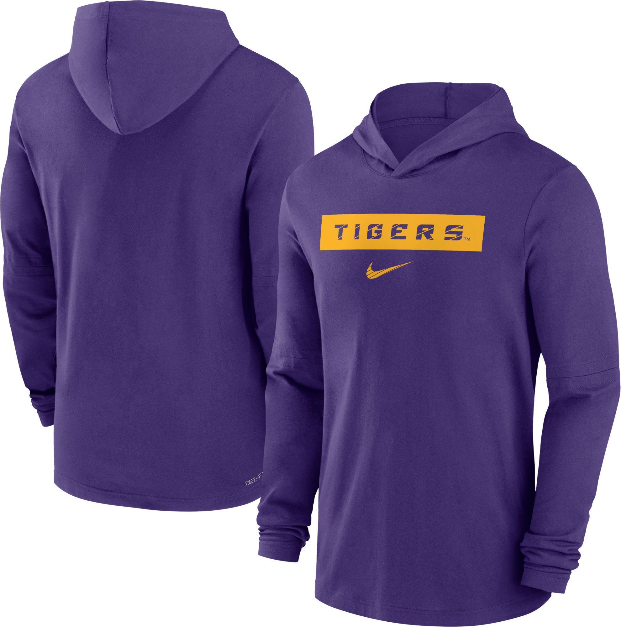 Nike Men's LSU Tigers Purple Dri-FIT Lightweight Hooded Long Sleeve T-Shirt product image