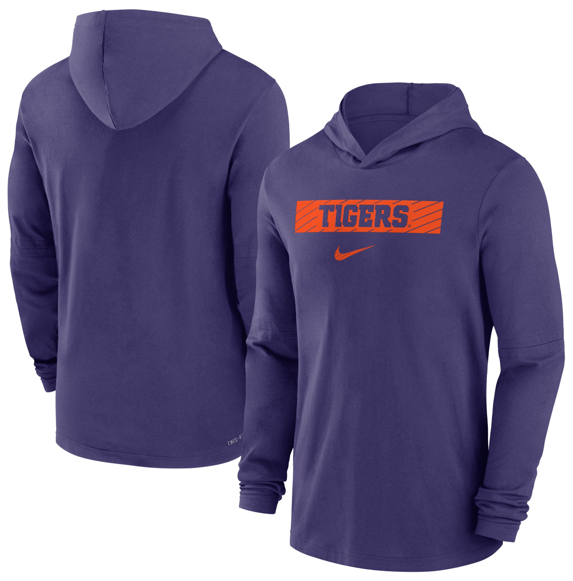 Nike Men's Clemson Tigers Orchid Dri-FIT Lightweight Hooded Long Sleeve T-Shirt product image