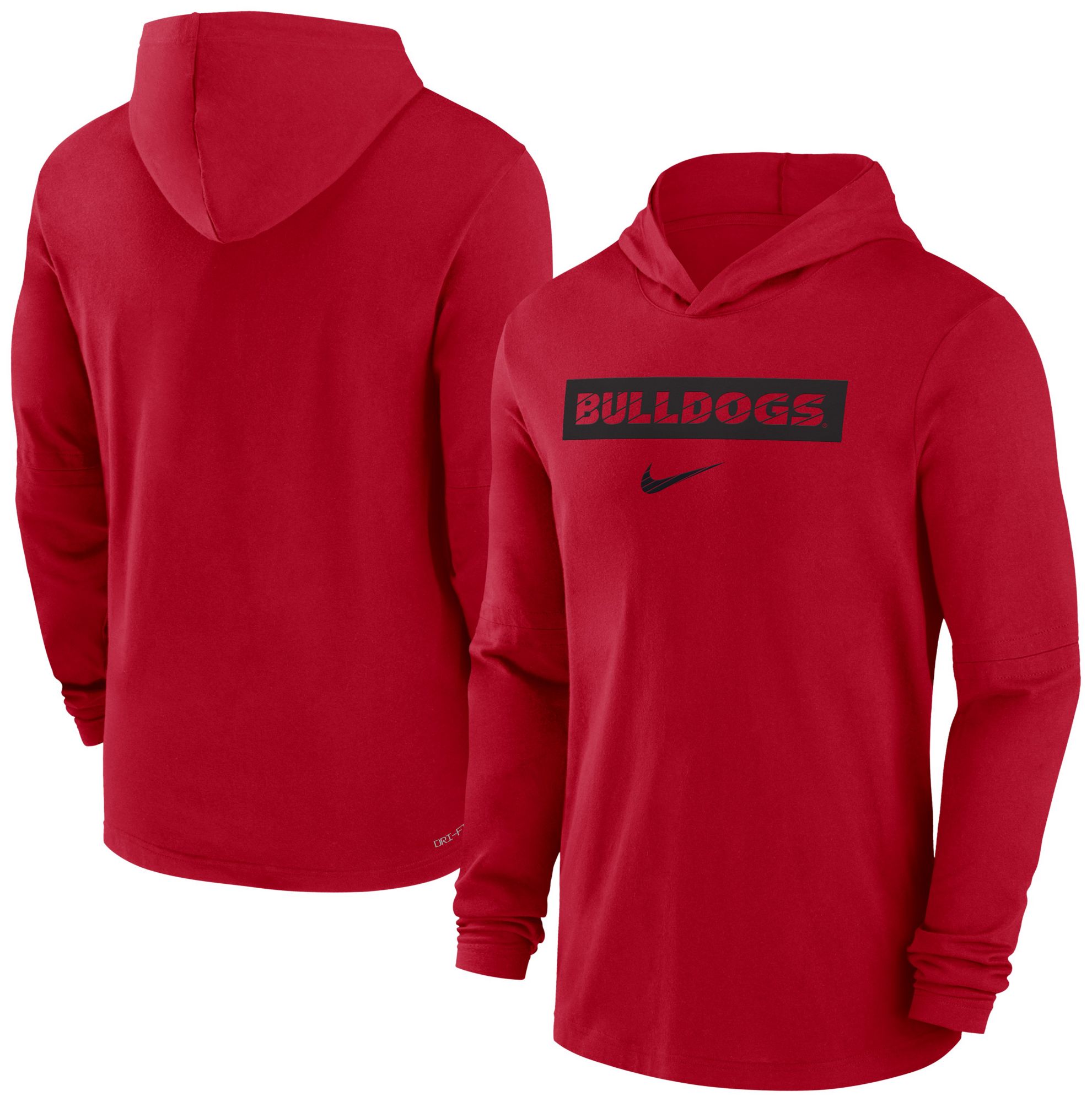 Nike Men's Georgia Bulldogs Red Dri-FIT Lightweight Hooded Long Sleeve T-Shirt product image