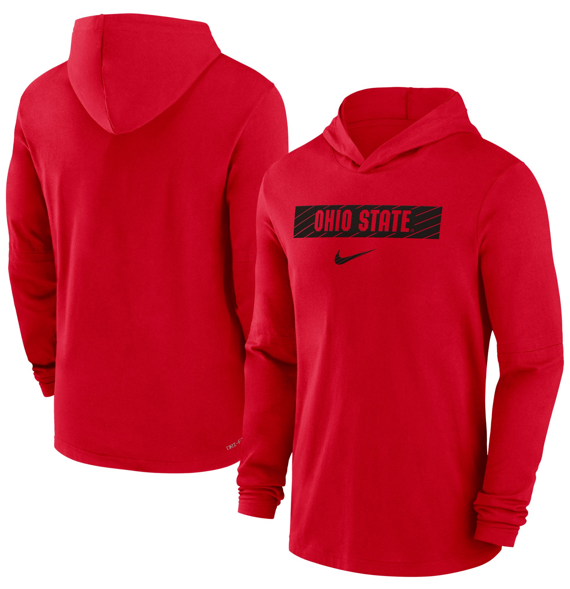Nike Men's Ohio State Buckeyes Scarlet Dri-FIT Lightweight Hooded Long Sleeve T-Shirt product image