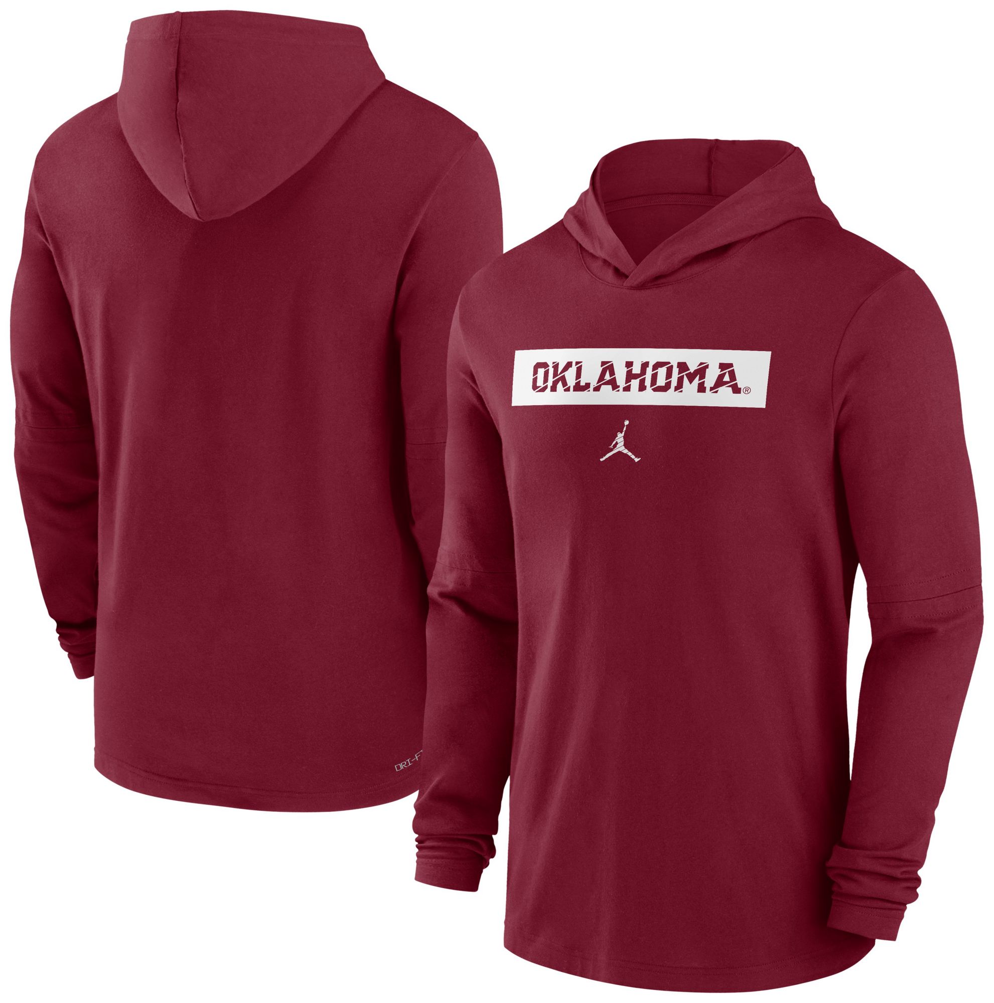 Jordan Men's Oklahoma Sooners Crimson Dri-FIT Lightweight Hooded Long Sleeve T-Shirt product image