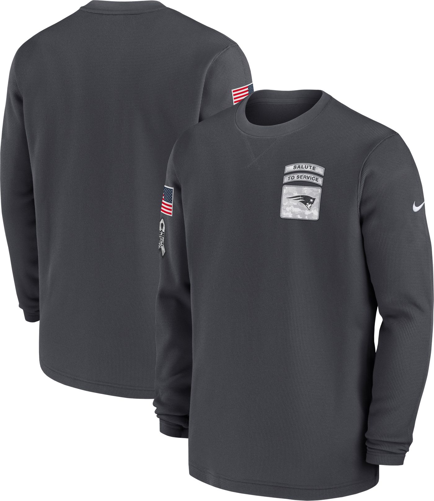 Nike Men s New England Patriots Salute to Service 2024 Anthracite Crew Sweatshirt Dick s Sporting Goods