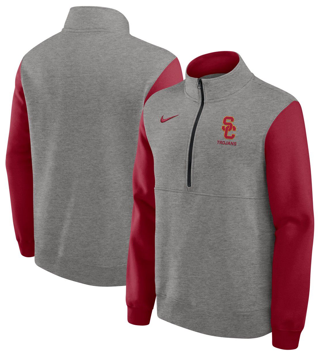 Nike Men's USC Trojans Dark Grey Heather Club Fleece Half-Zip product image