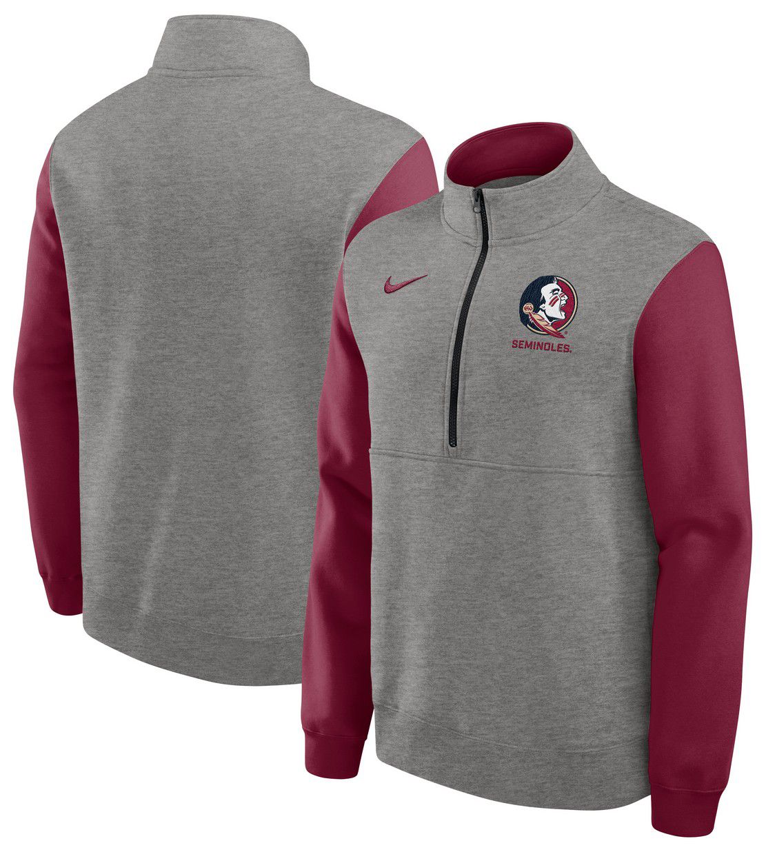 Nike Men's Florida State Seminoles Dark Grey Heather Club Fleece Half-Zip product image