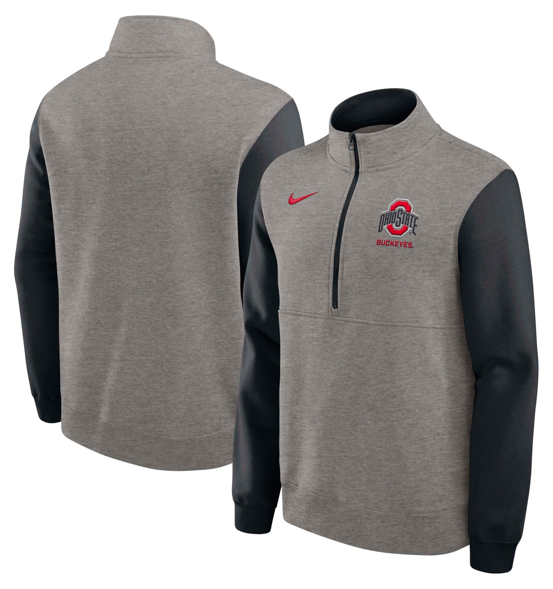 Nike Men's Ohio State Buckeyes Dark Grey Heather Club Fleece Half-Zip product image