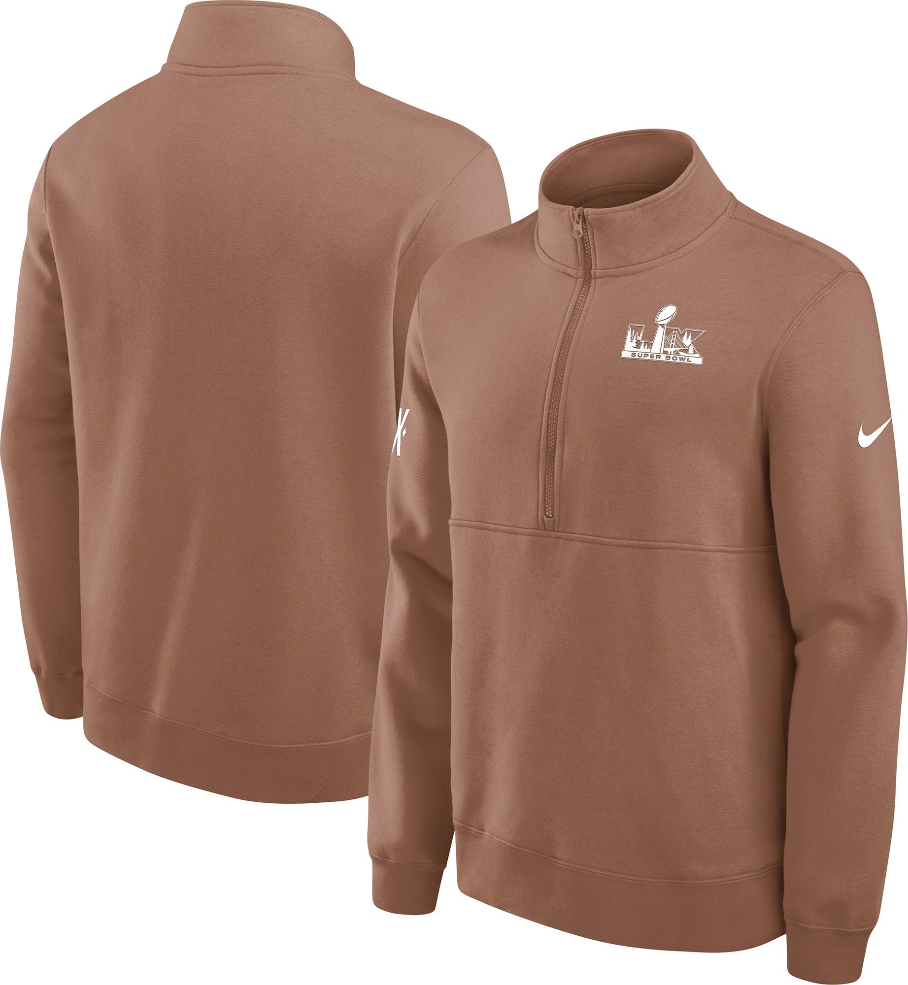 Nike Men's 2025-26 Super Bowl LX Brown Club Fleece 1/2 Zip Sweatshirt product image