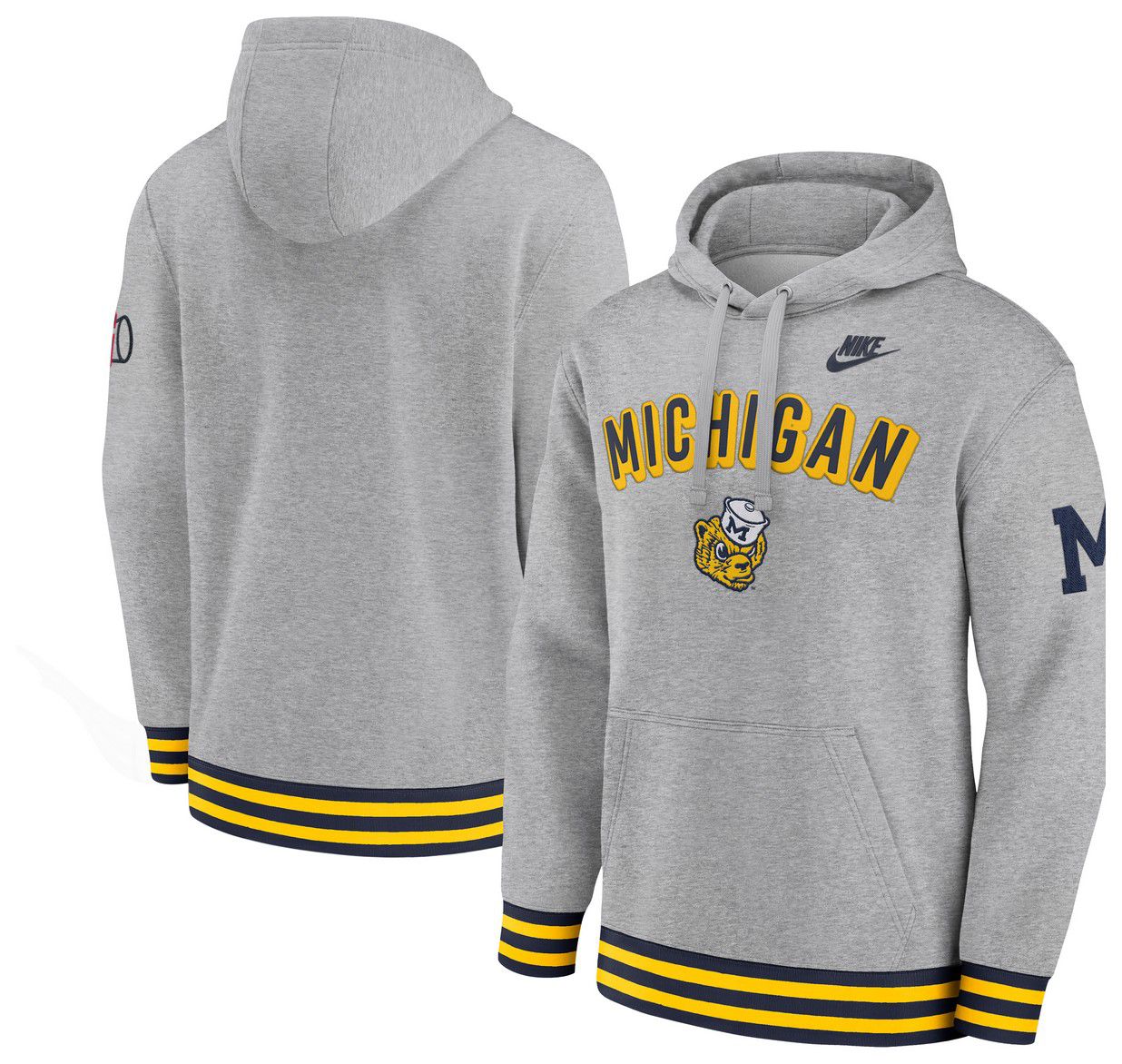 Nike Men's Michigan Wolverines Dark Grey Heather Legacy Retro Hoodie product image