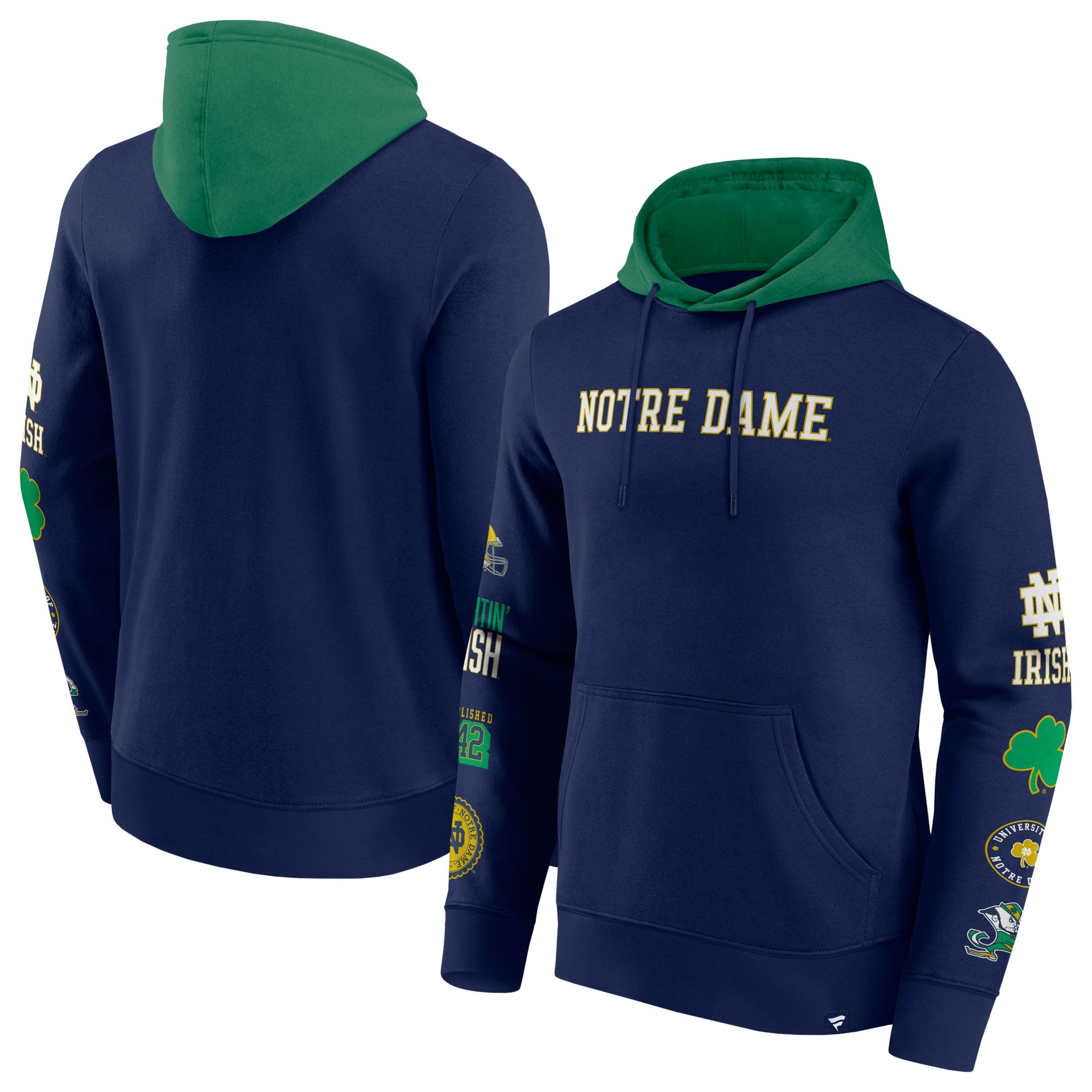 NCAA Men's Notre Dame Fighting Irish Navy Colorblock Badge Pullover Fleece Hoodie product image