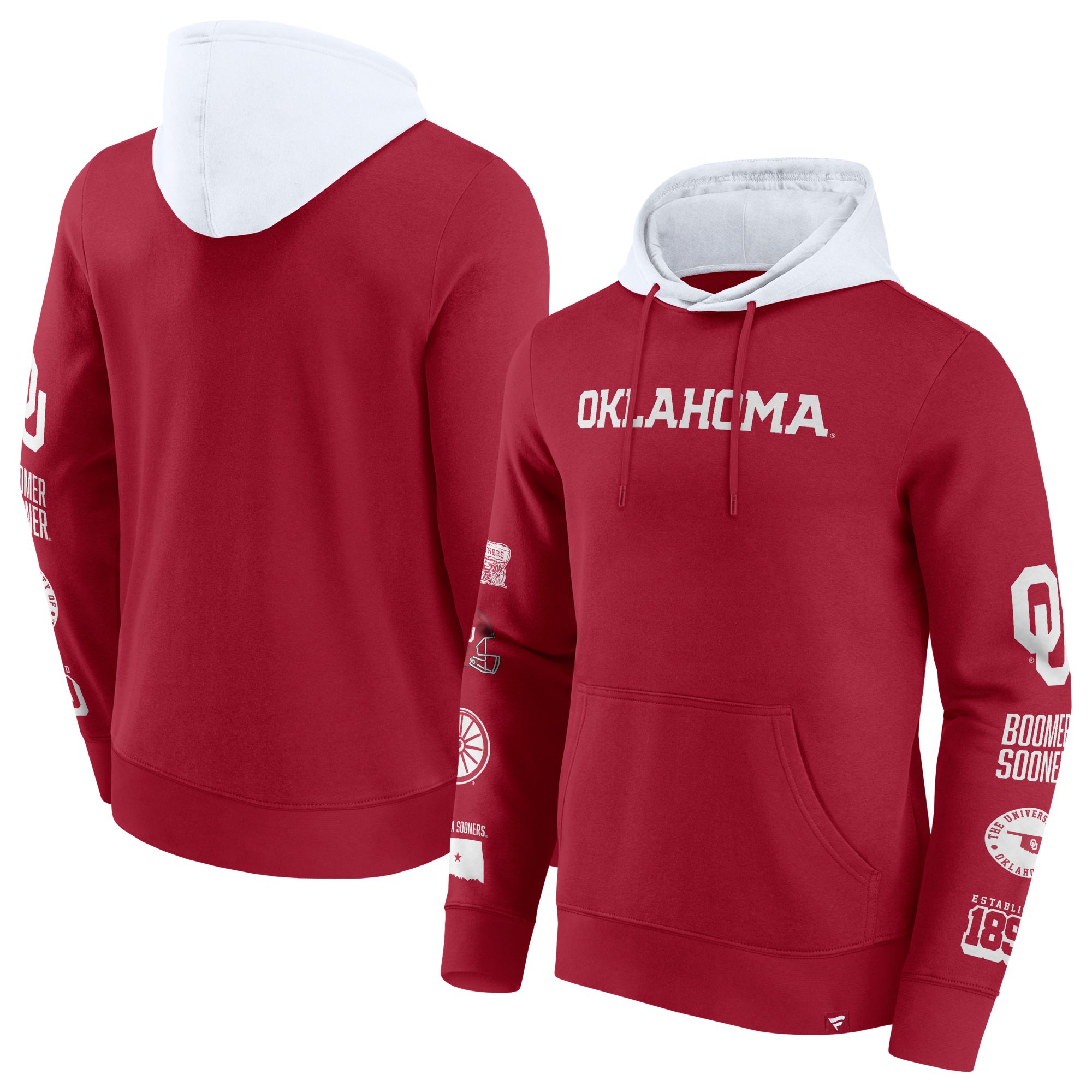 NCAA Men's Oklahoma Sooners Crimson Colorblock Badge Pullover Fleece Hoodie product image
