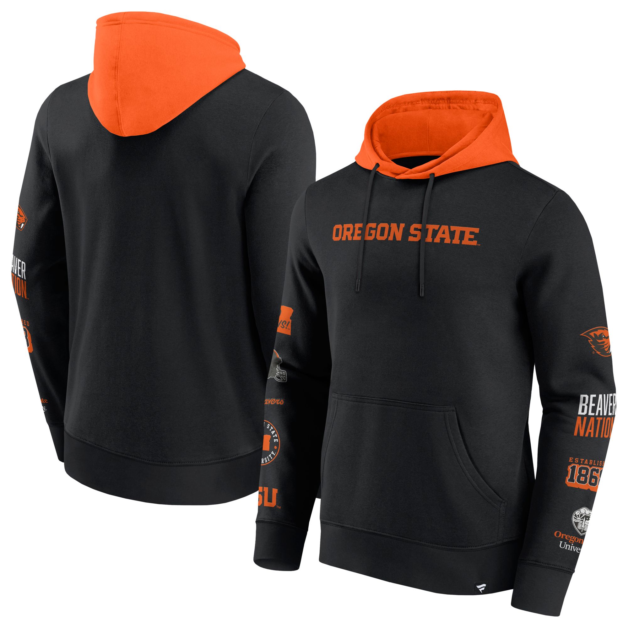 NCAA Men's Oregon State Beavers Black Colorblock Badge Pullover Hoodie product image