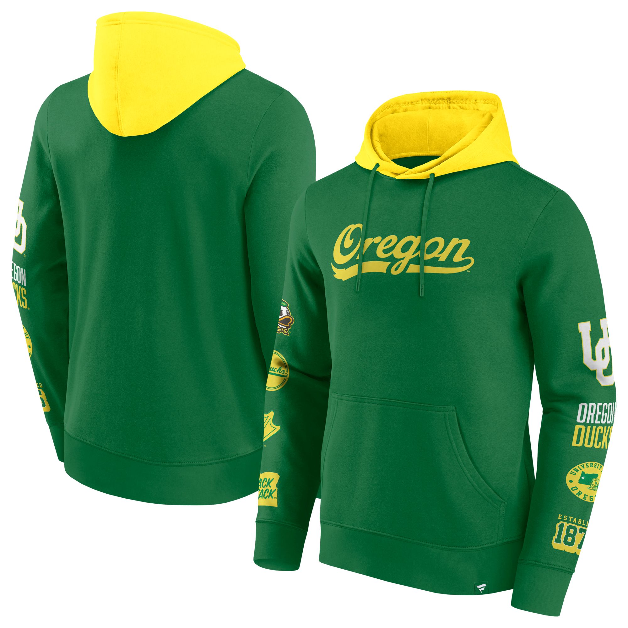 NCAA Men's Oregon Ducks Green Colorblock Badge Pullover Hoodie product image