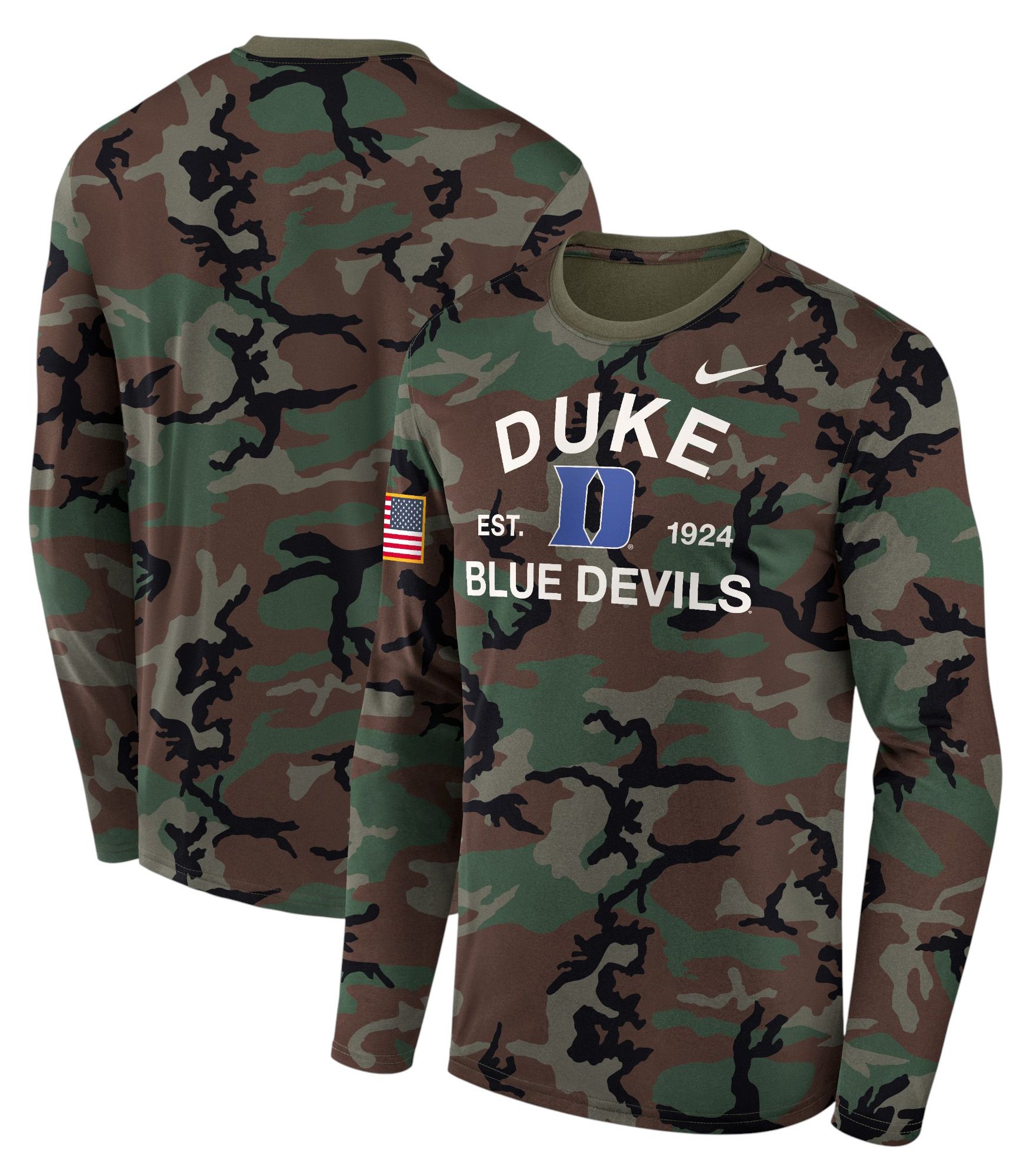 Nike Men's Duke Blue Devils Medium Olive 2025 Military Appreciation Long Sleeve Shirt product image