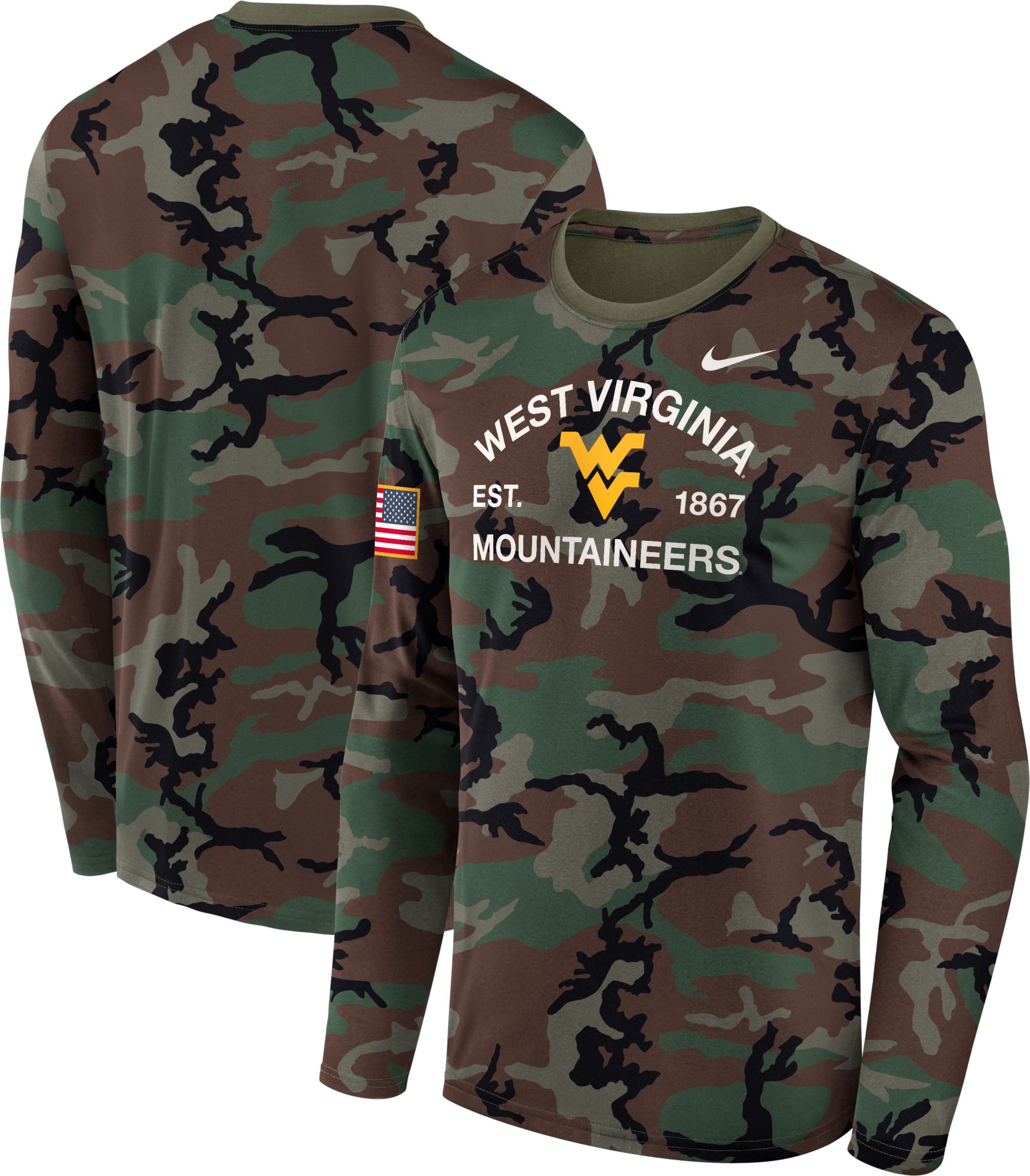 Nike Men's West Virginia Mountaineers Medium Olive 2025 Military Appreciation Long Sleeve Shirt product image
