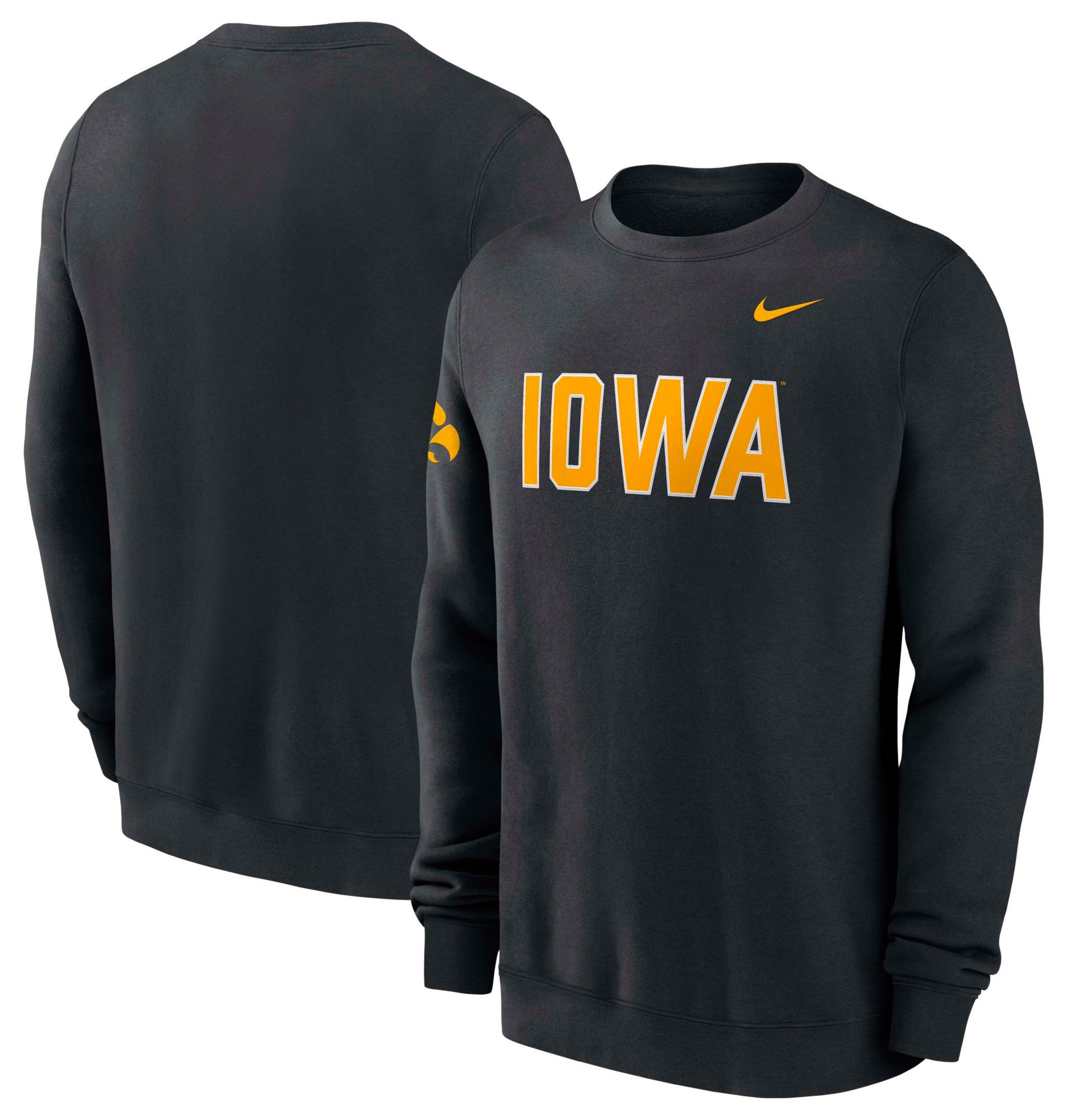 Nike Men's Iowa Hawkeyes Black Fleece Club Crewneck Sweatshirt product image