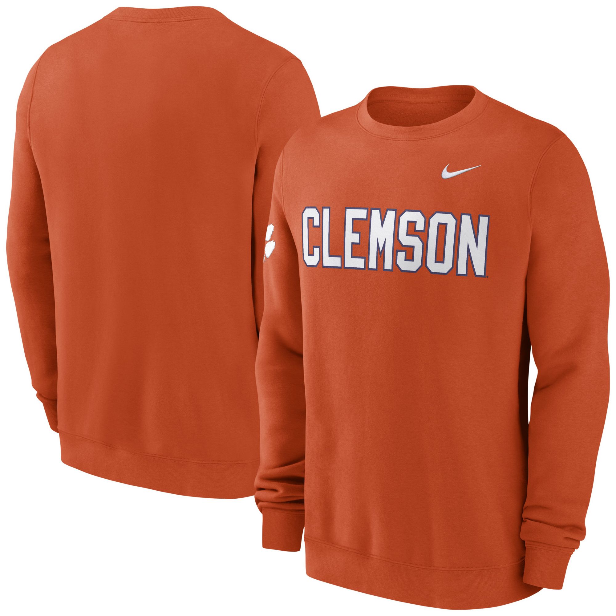 Nike Men's Clemson Tigers Orange Club Fleece Crew Neck Pullover Sweatshirt product image