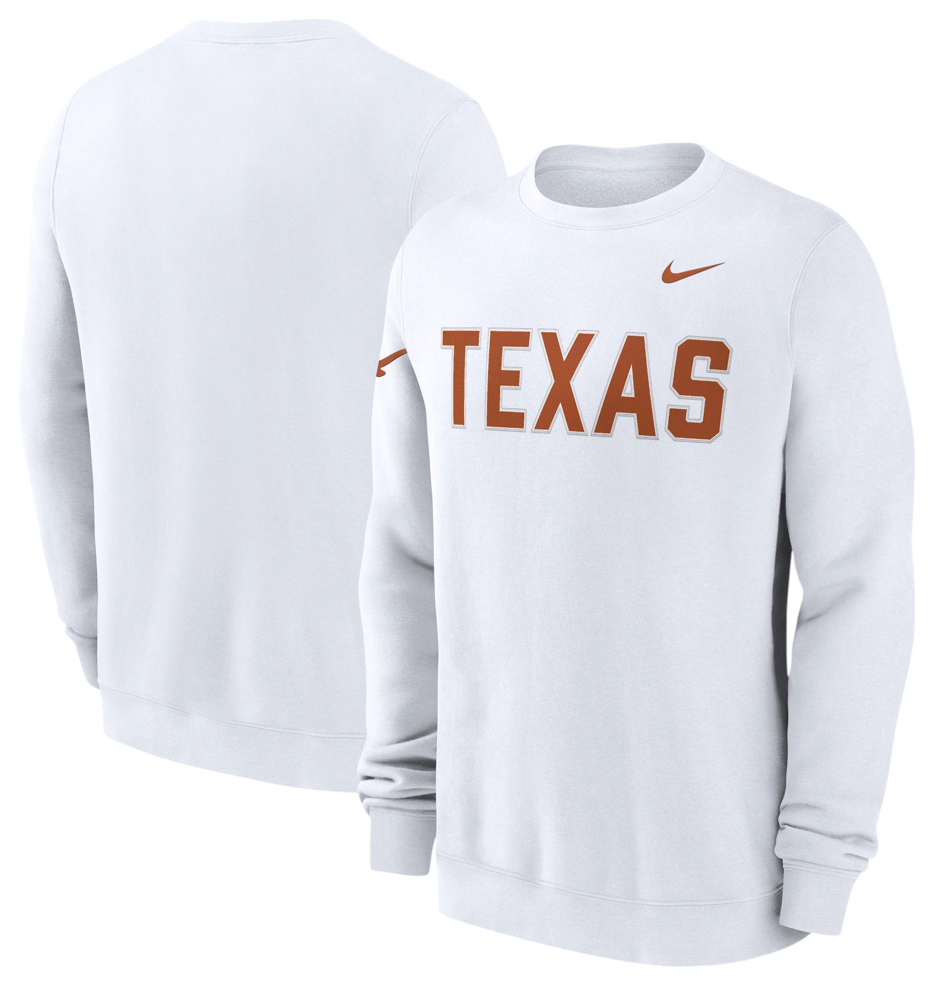 Nike Men's Texas Longhorns White Club Fleece Crew Pullover Sweatshirt product image
