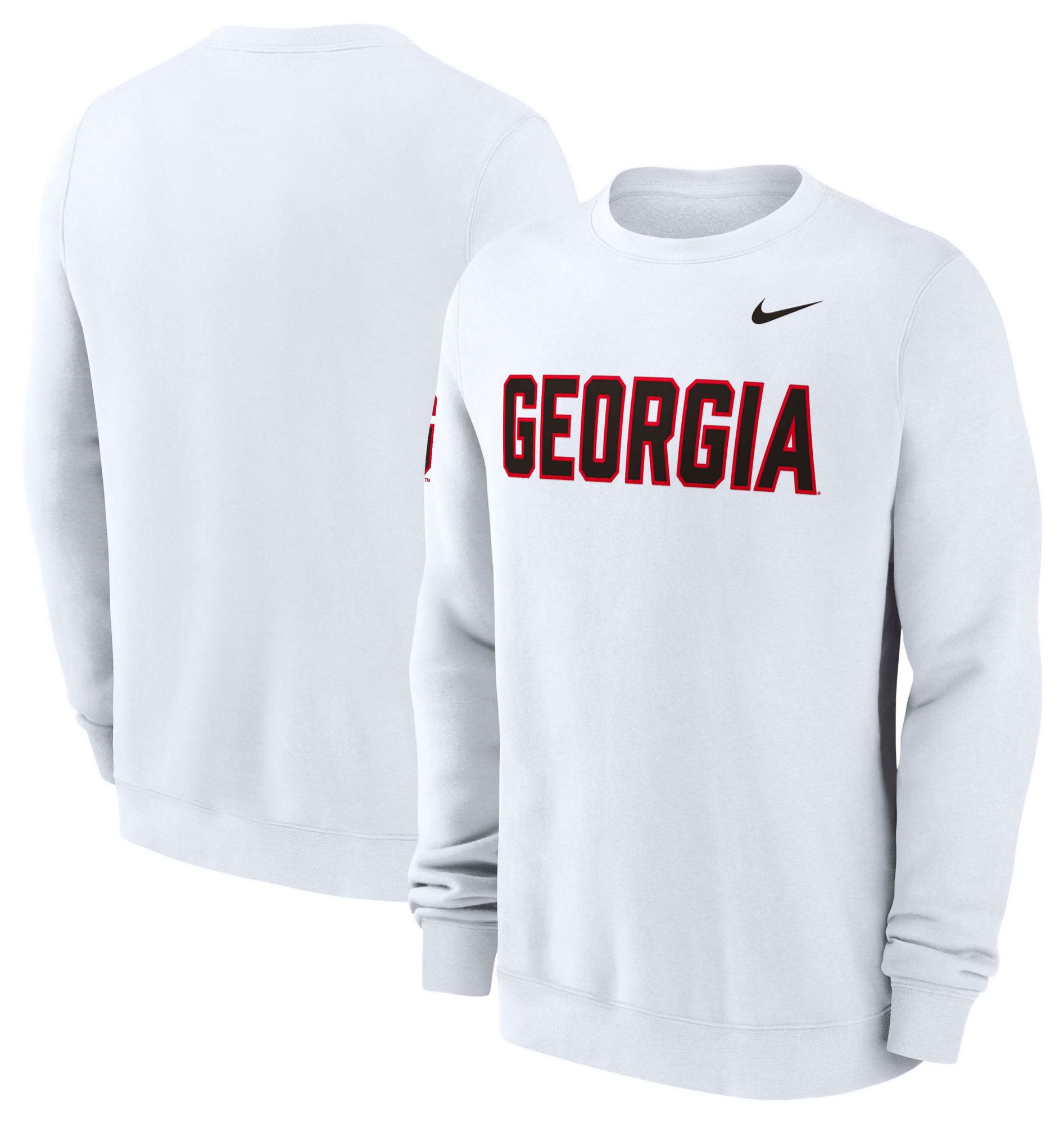 Nike Men's Georgia Bulldogs White Fleece Club Crewneck Sweatshirt product image