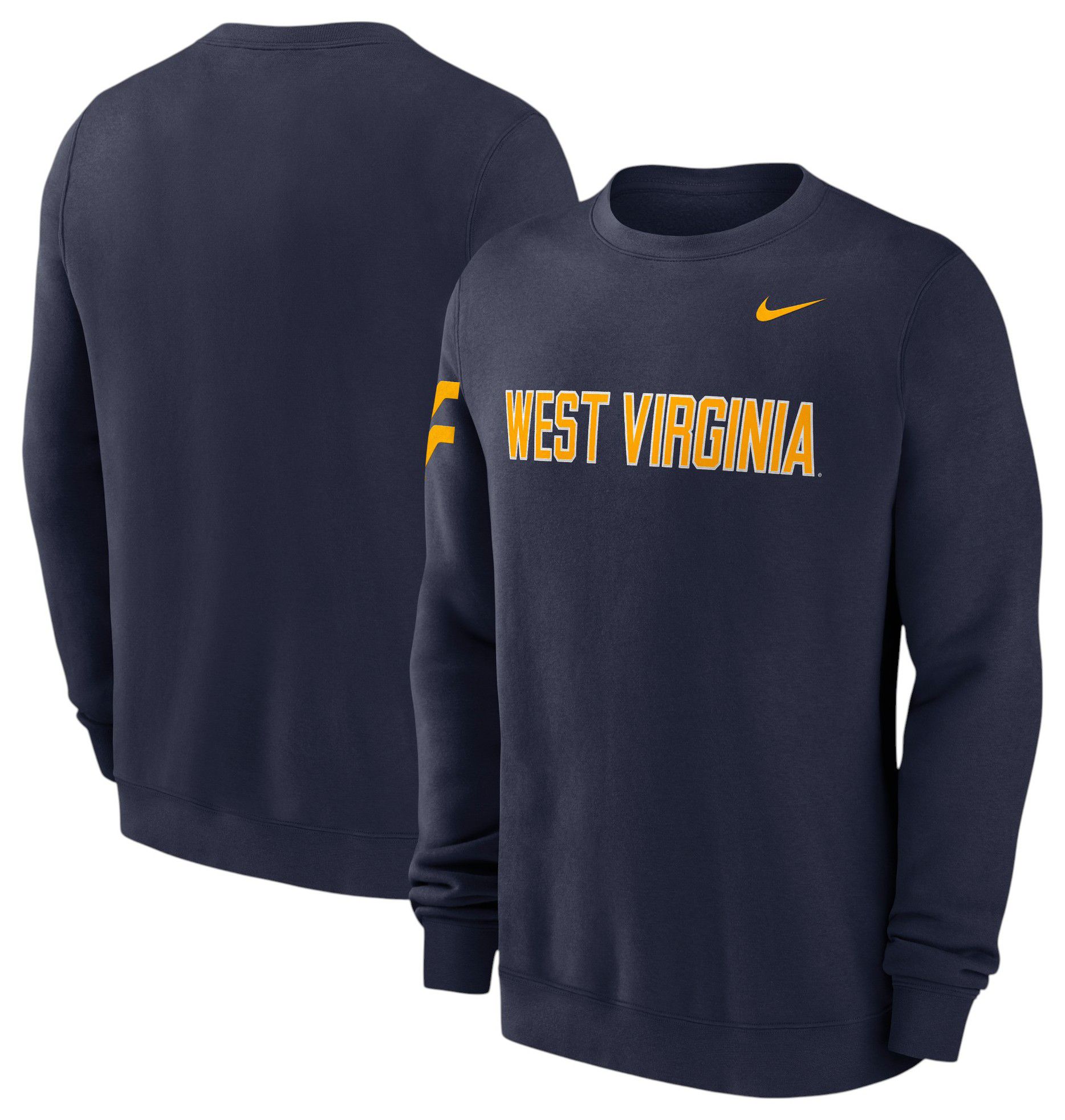 Nike Men's West Virginia Mountaineers College Navy Club Fleece Crew Pullover Sweatshirt product image