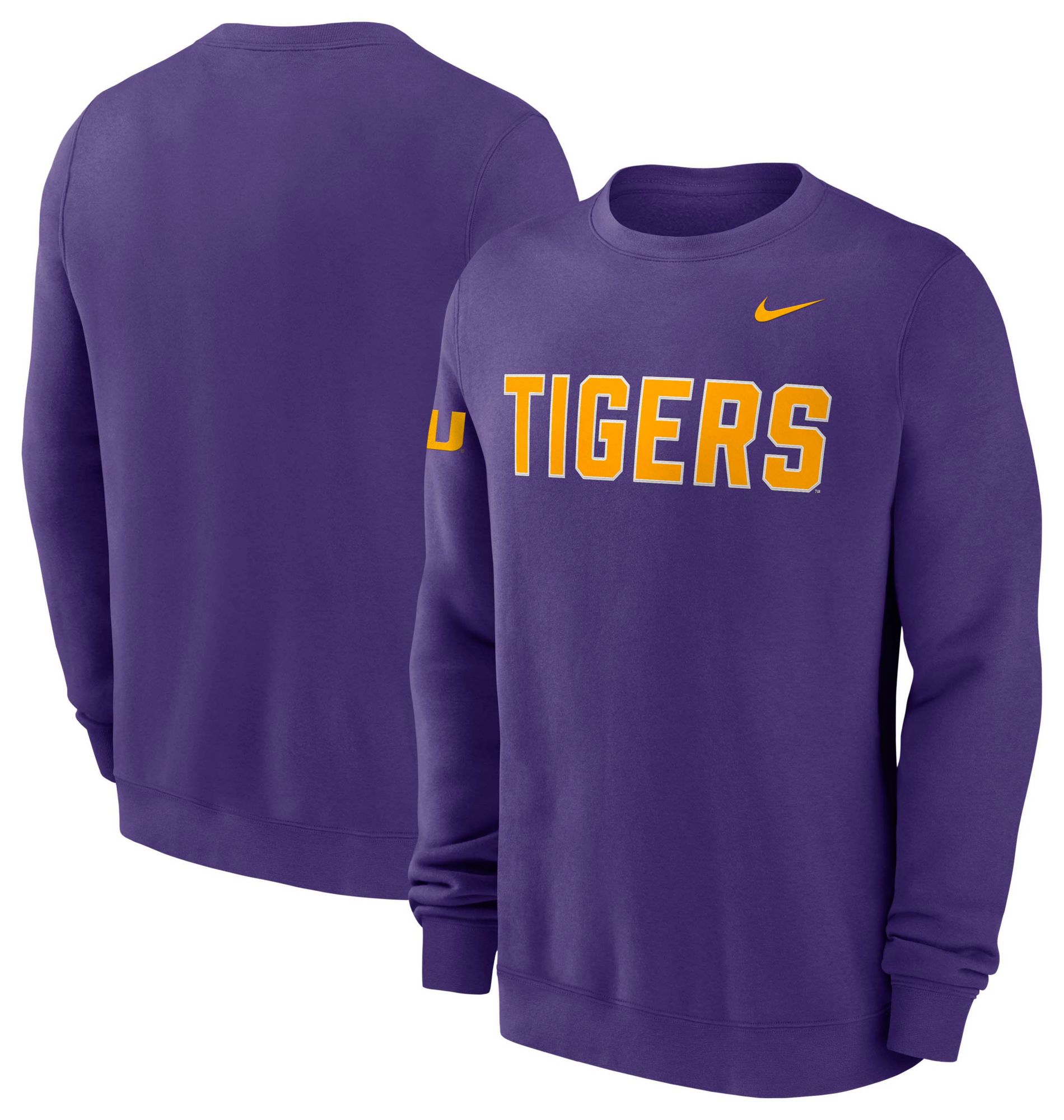 Nike Men's LSU Tigers Court Purple Fleece Club Crewneck Sweatshirt product image