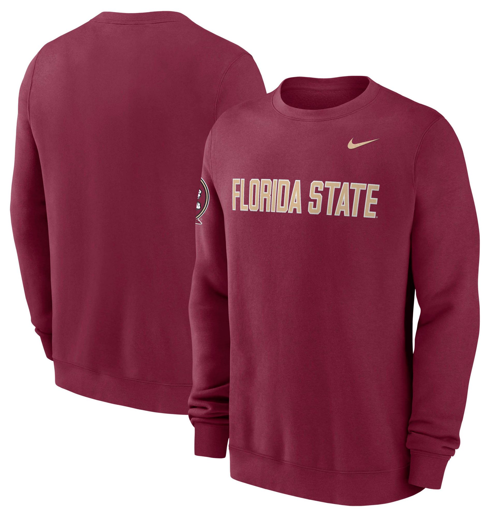 Nike Men's Florida State Seminoles Team Maroon Fleece Club Crewneck Sweatshirt product image