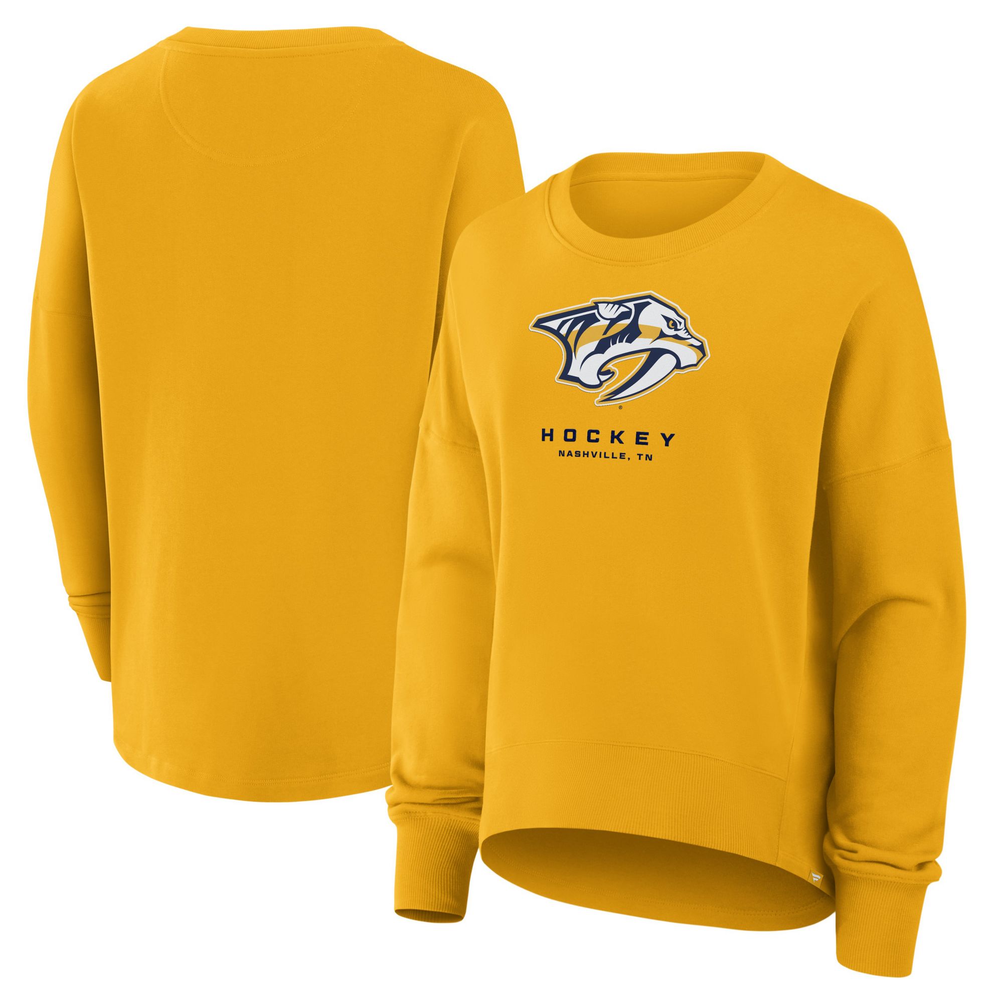 NHL Women's Nashville Predators Yellow Club Fleece Crew Neck Sweatshirt product image