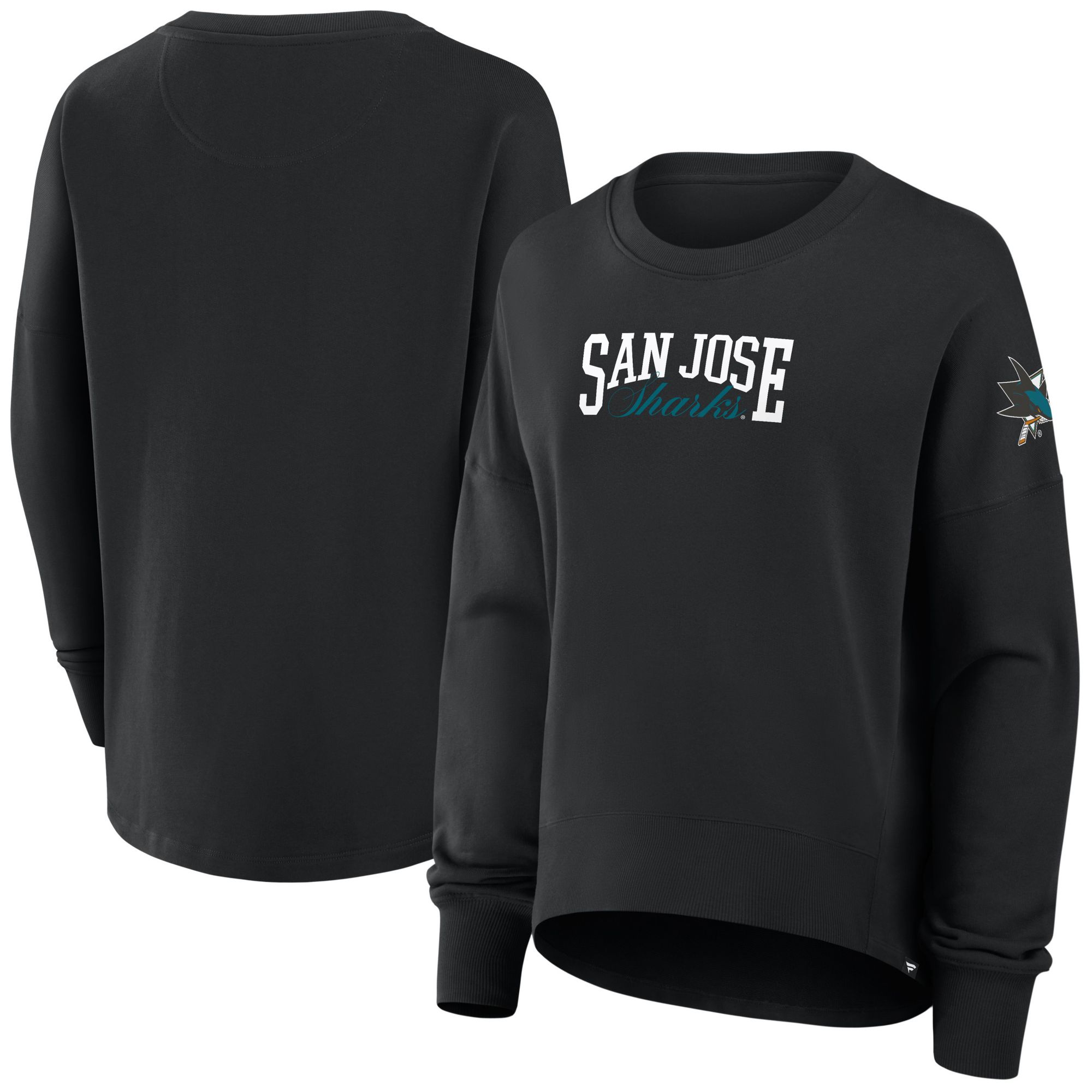 NHL Women's San Jose Sharks Black Foundation Script Crewneck Sweatshirt product image