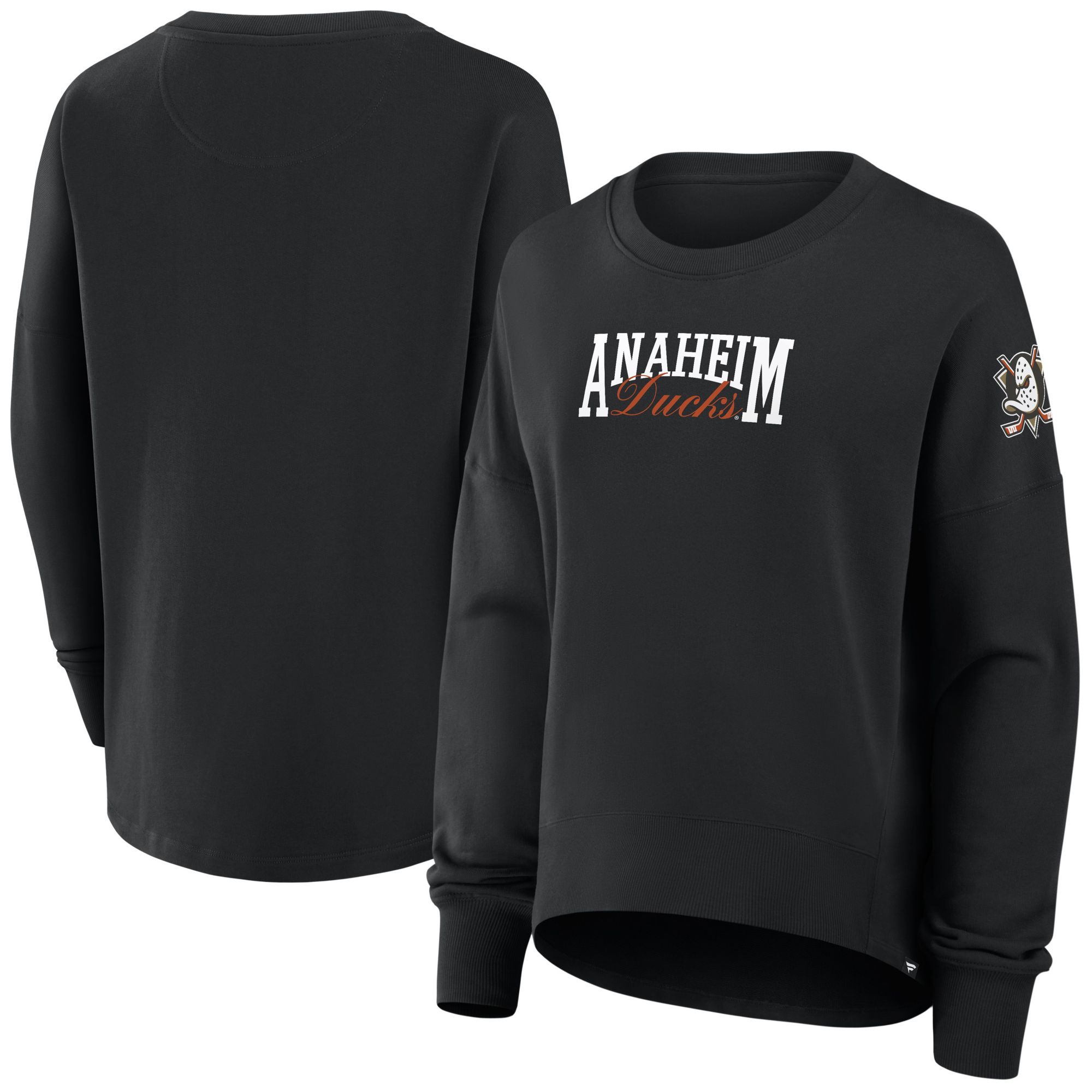 NHL Women's Anaheim Ducks Black Foundation Script Crewneck Sweatshirt product image