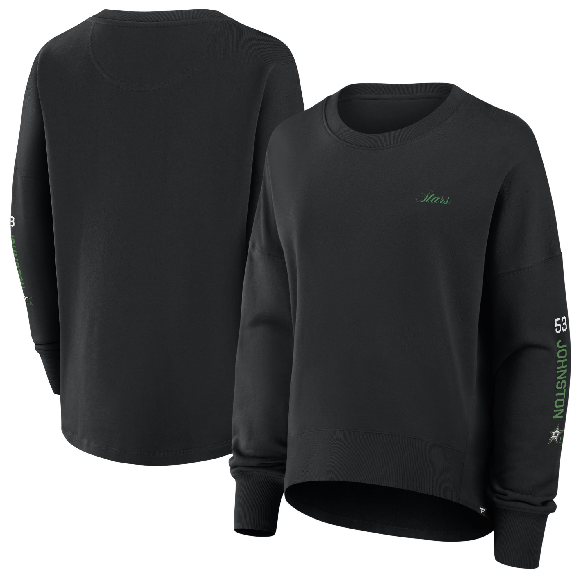 NHL Women's Dallas Stars Wyatt Johnston #53 Black Script Crewneck Sweatshirt product image