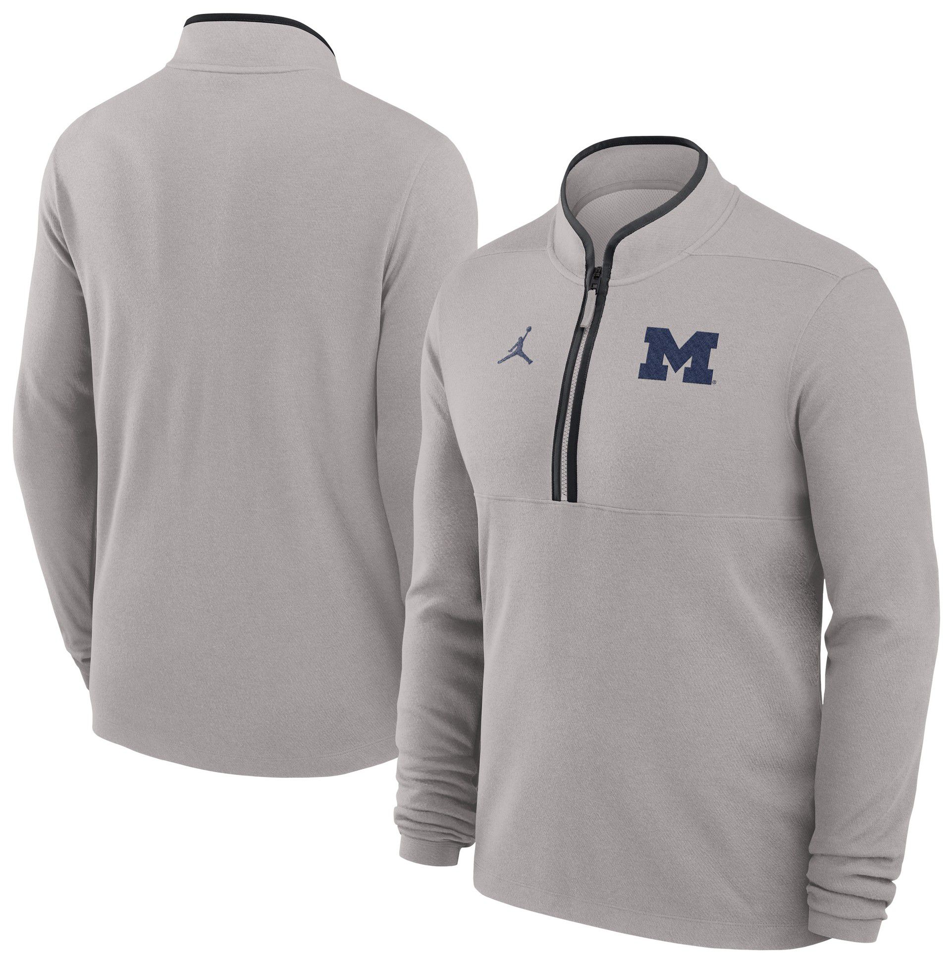 Jordan Adult Michigan Wolverines Victory Pewter Grey 1/2 Zip Sweater product image