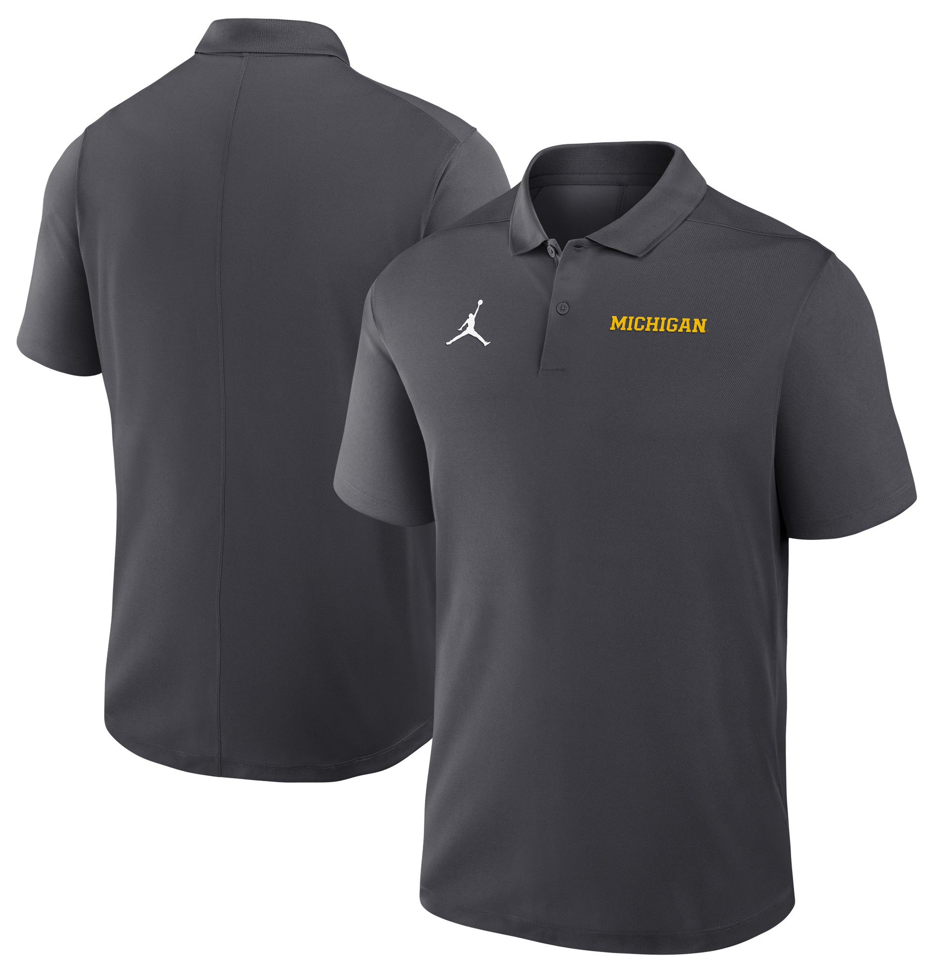 Jordan Men's Michigan Wolverines Anthracite Dri-FIT Victory Wordmark Polo product image