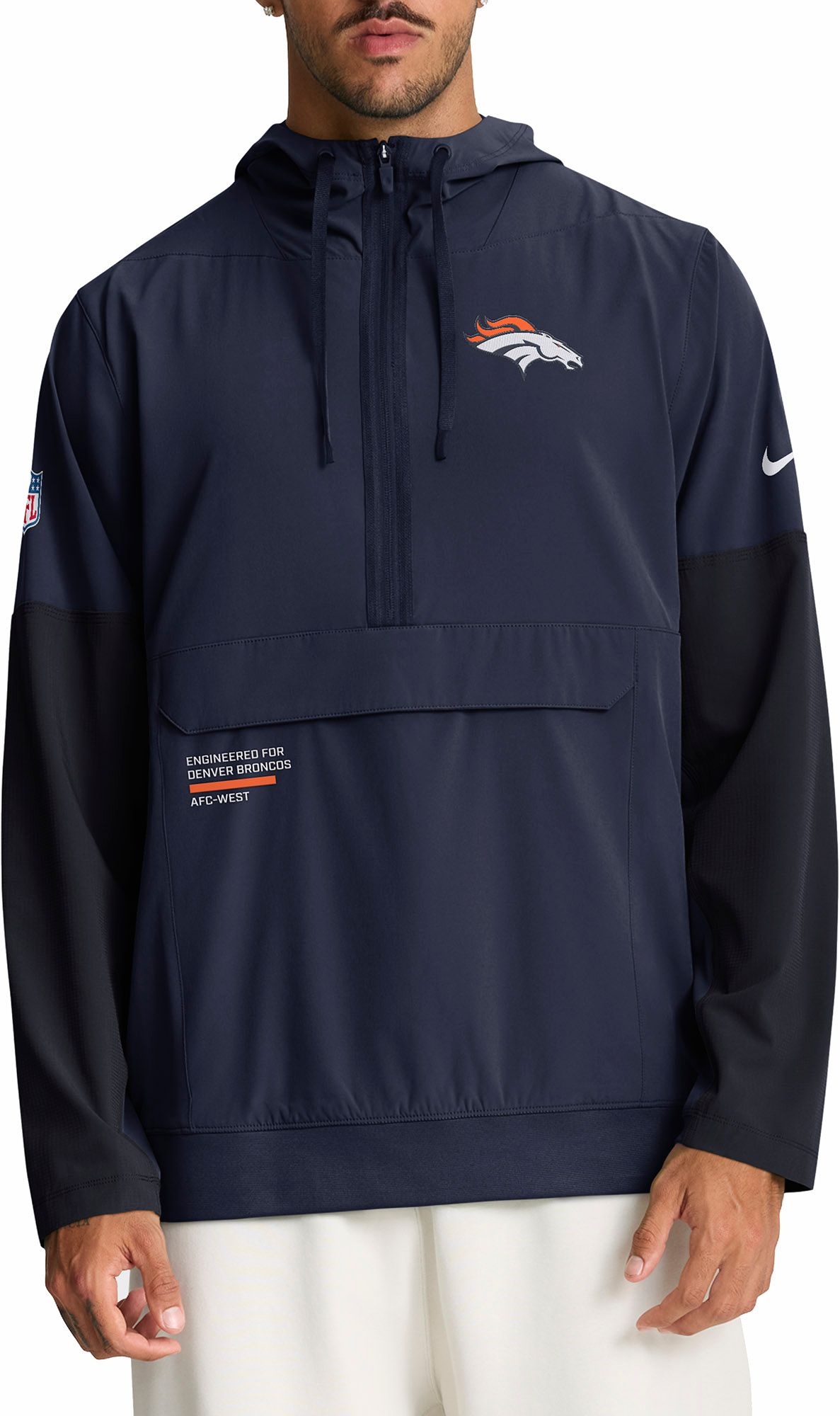 Nike Men's Denver Broncos College Navy Sideline Anorak Jacket product image