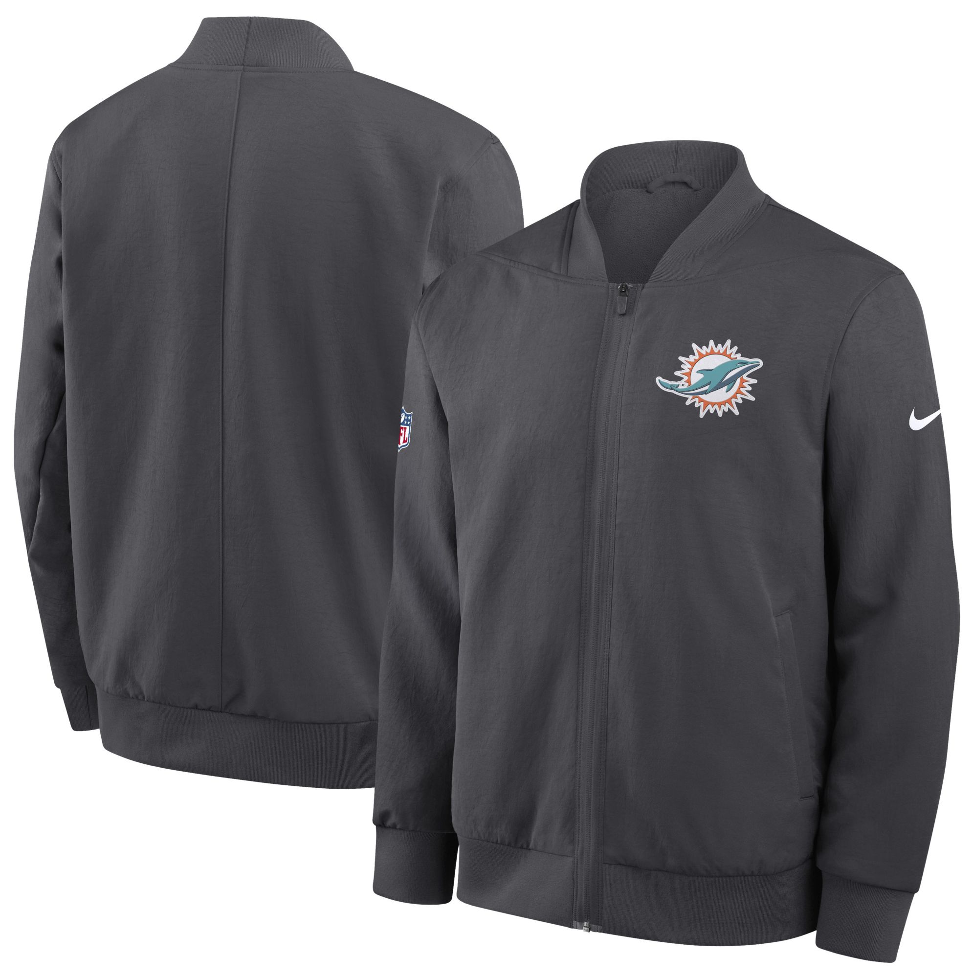 Nike Men's Miami Dolphins Anthracite Logo Bomber Jacket product image