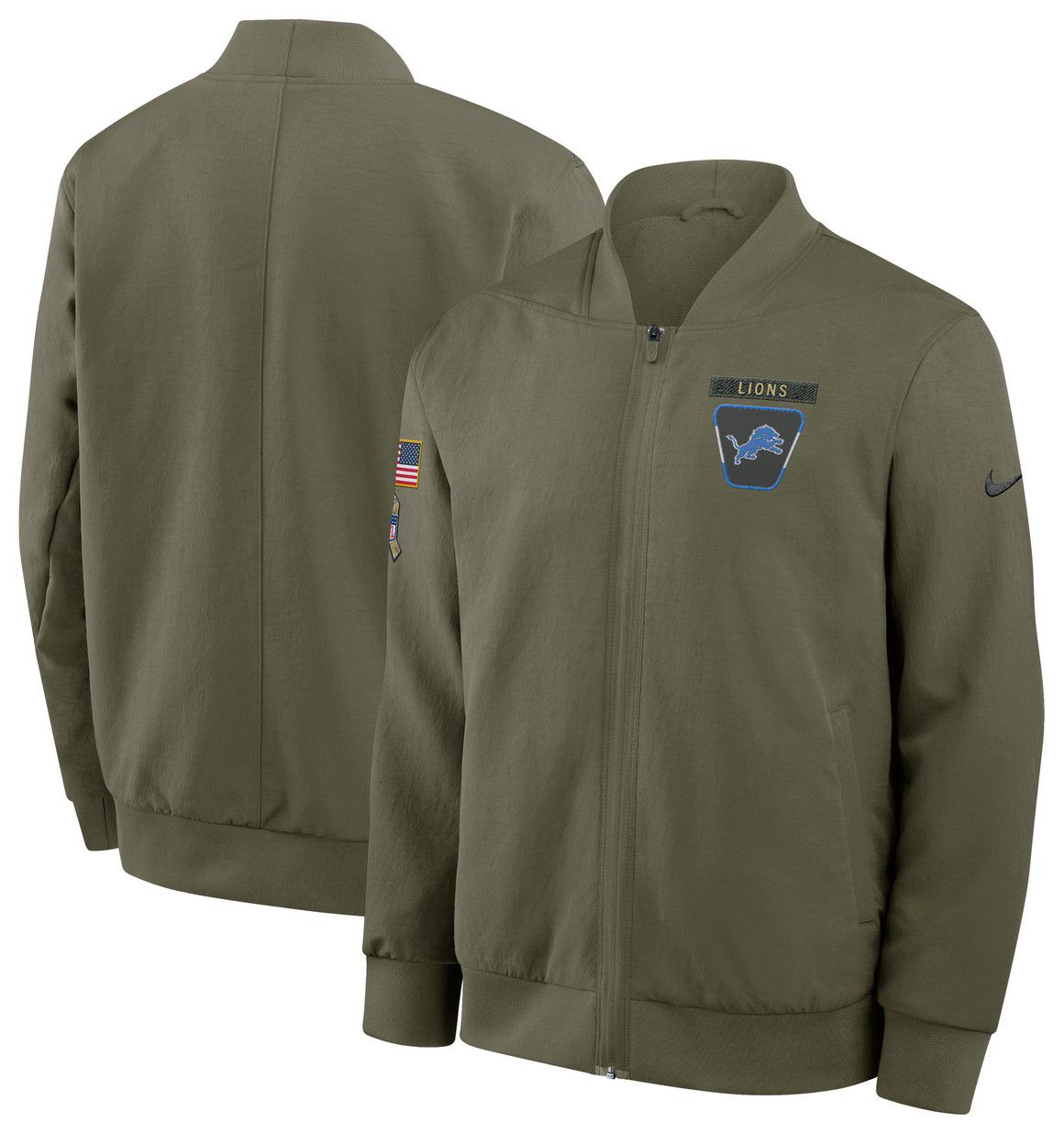 Nike Men's Detroit Lions Salute To Service 2025 Olive Full-Zip Bomber Jacket product image
