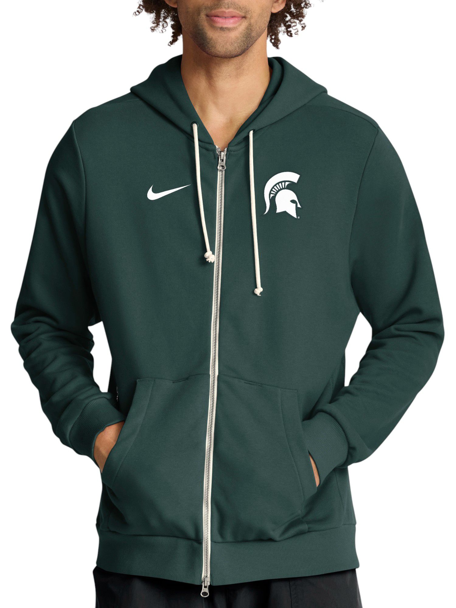 Nike Men's Michigan State Spartans Pro Green Dri-FIT Sideline Full-Zip Hoodie product image