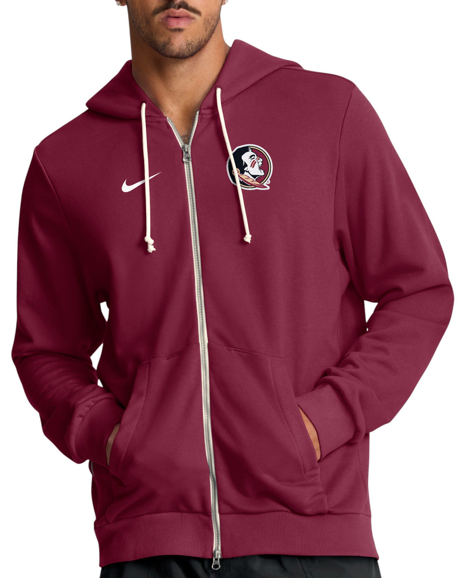 Nike Men's Florida State Seminoles Team Maroon Dri-FIT Sideline Full-Zip Hoodie product image