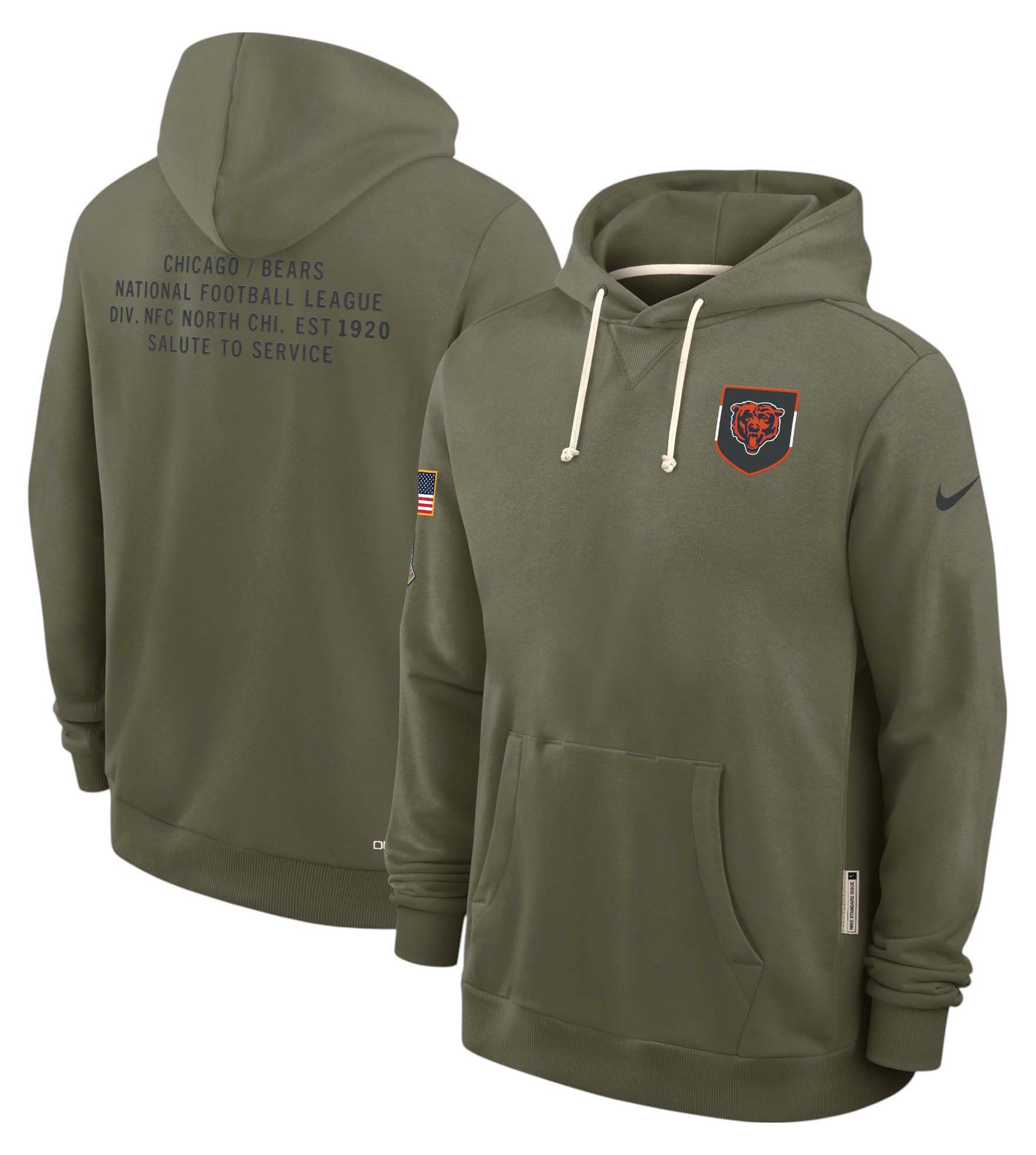 Nike Men's Chicago Bears Salute To Service 2025 Olive Standard Issue Dri-FIT Pullover Hoodie product image