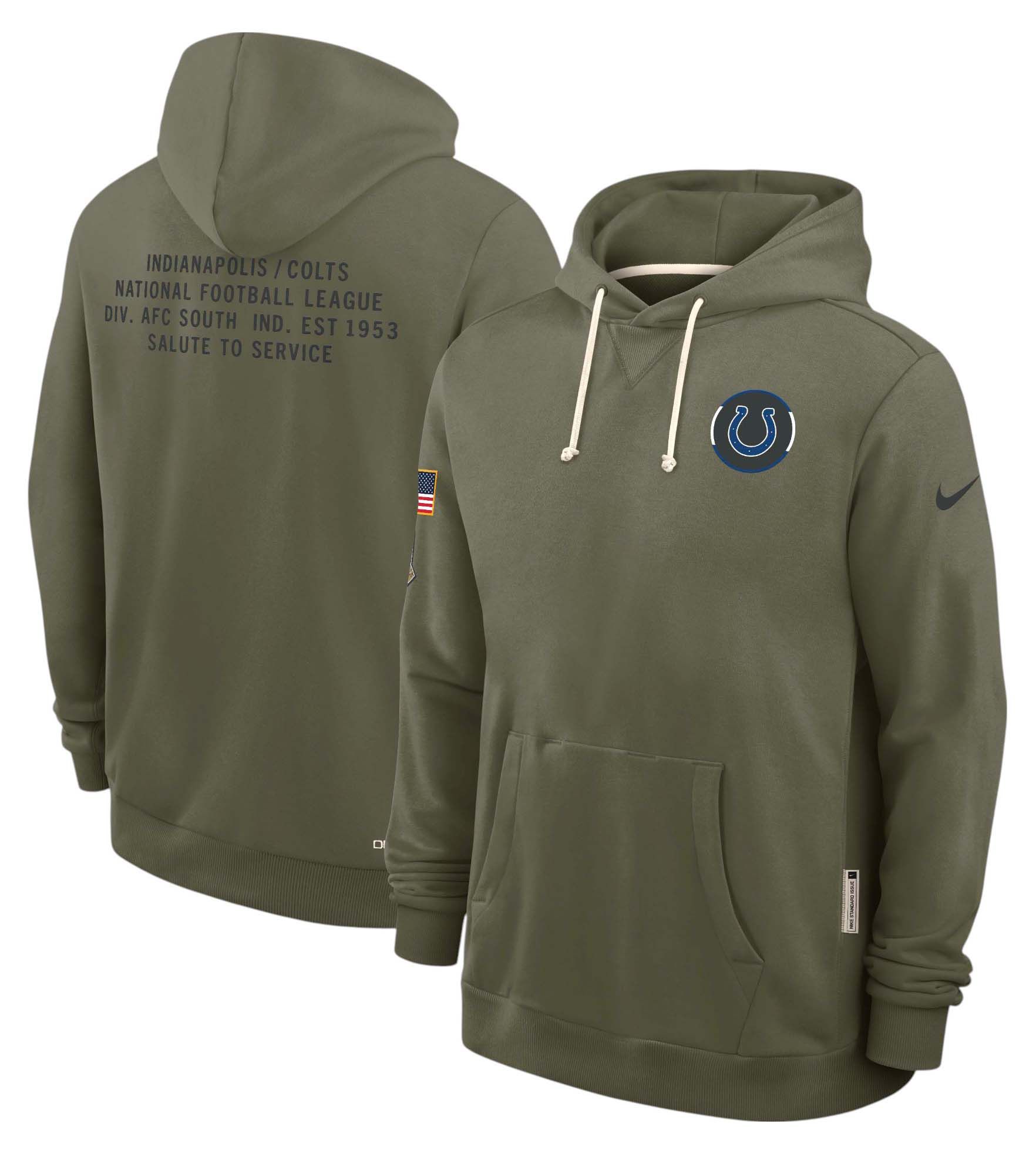 Nike Men's Indianapolis Colts Salute To Service 2025 Olive Standard Issue Dri-FIT Pullover Hoodie product image