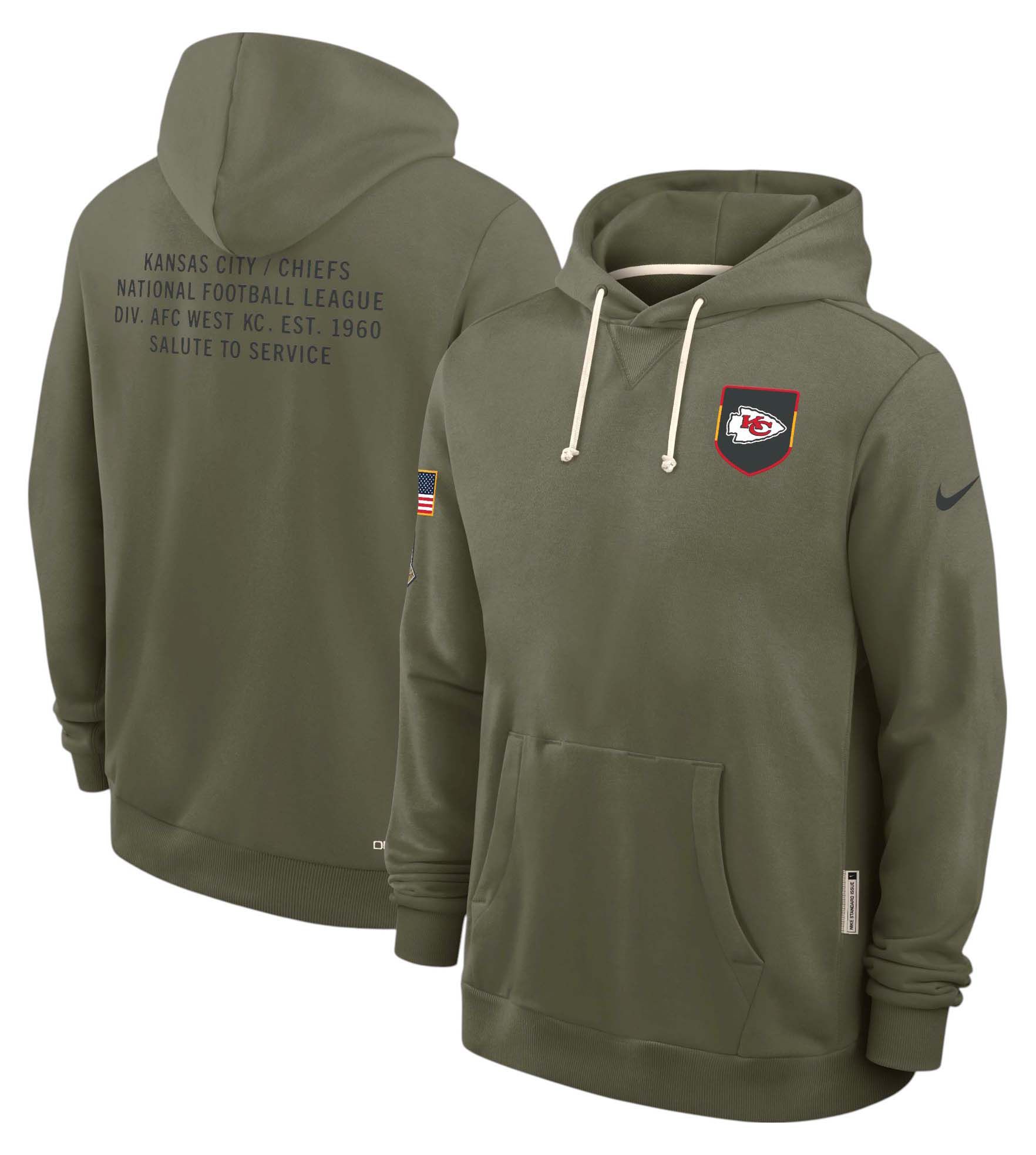 Nike Men's Kansas City Chiefs Salute To Service 2025 Olive Standard Issue Dri-FIT Pullover Hoodie product image